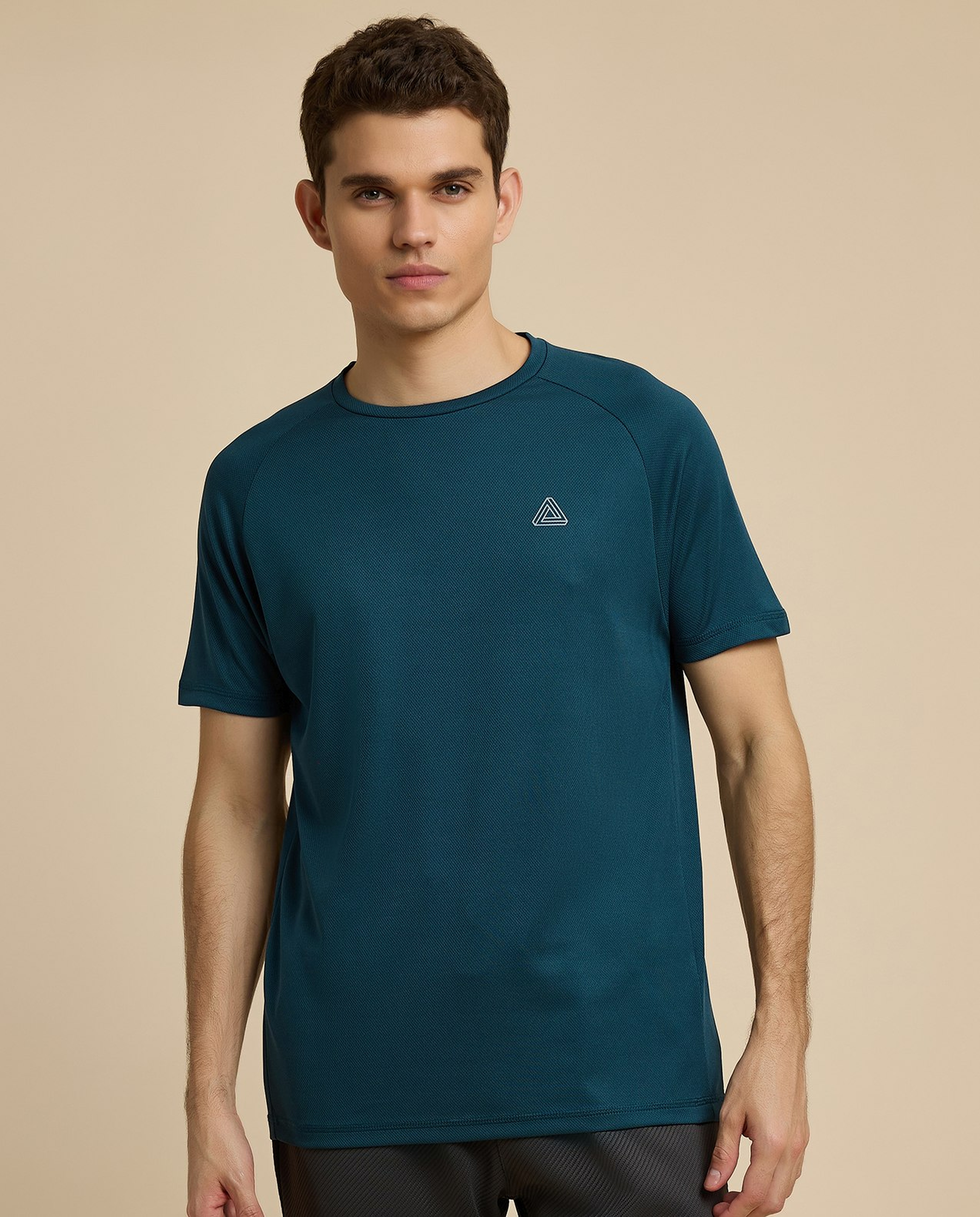 Logo Detail Active T-Shirt with Crew Neck and Short Sleeves