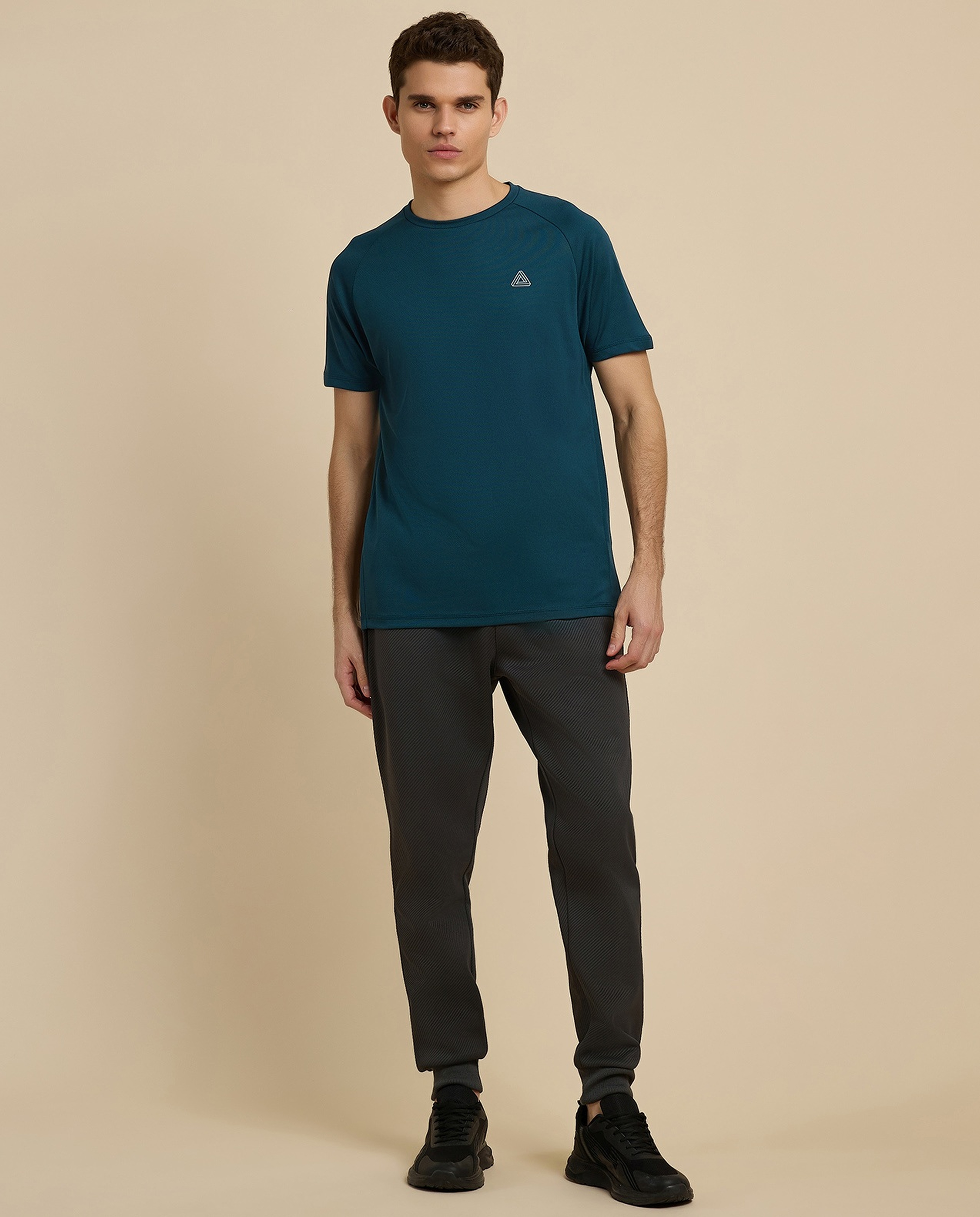 Logo Detail Active T-Shirt with Crew Neck and Short Sleeves