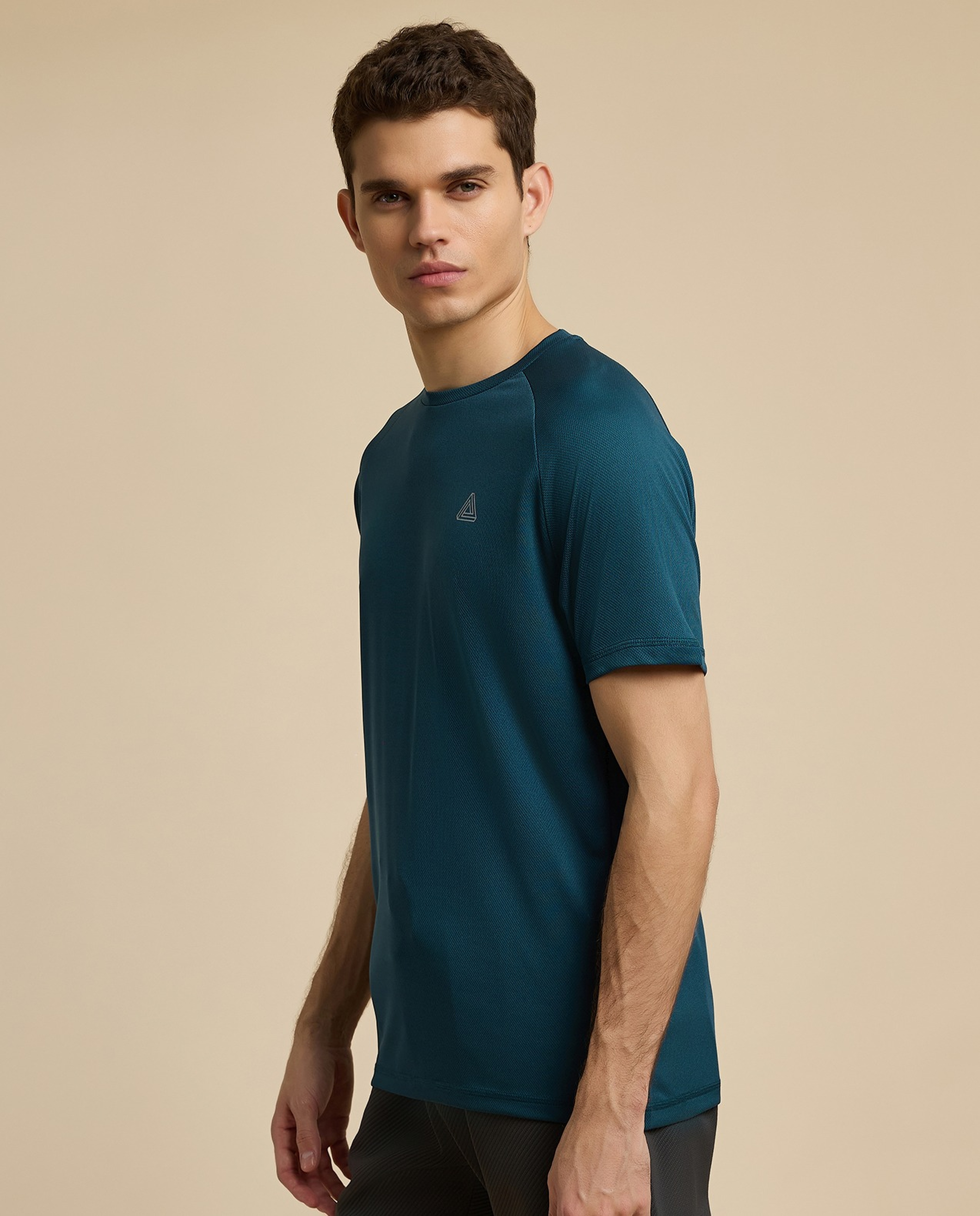 Logo Detail Active T-Shirt with Crew Neck and Short Sleeves