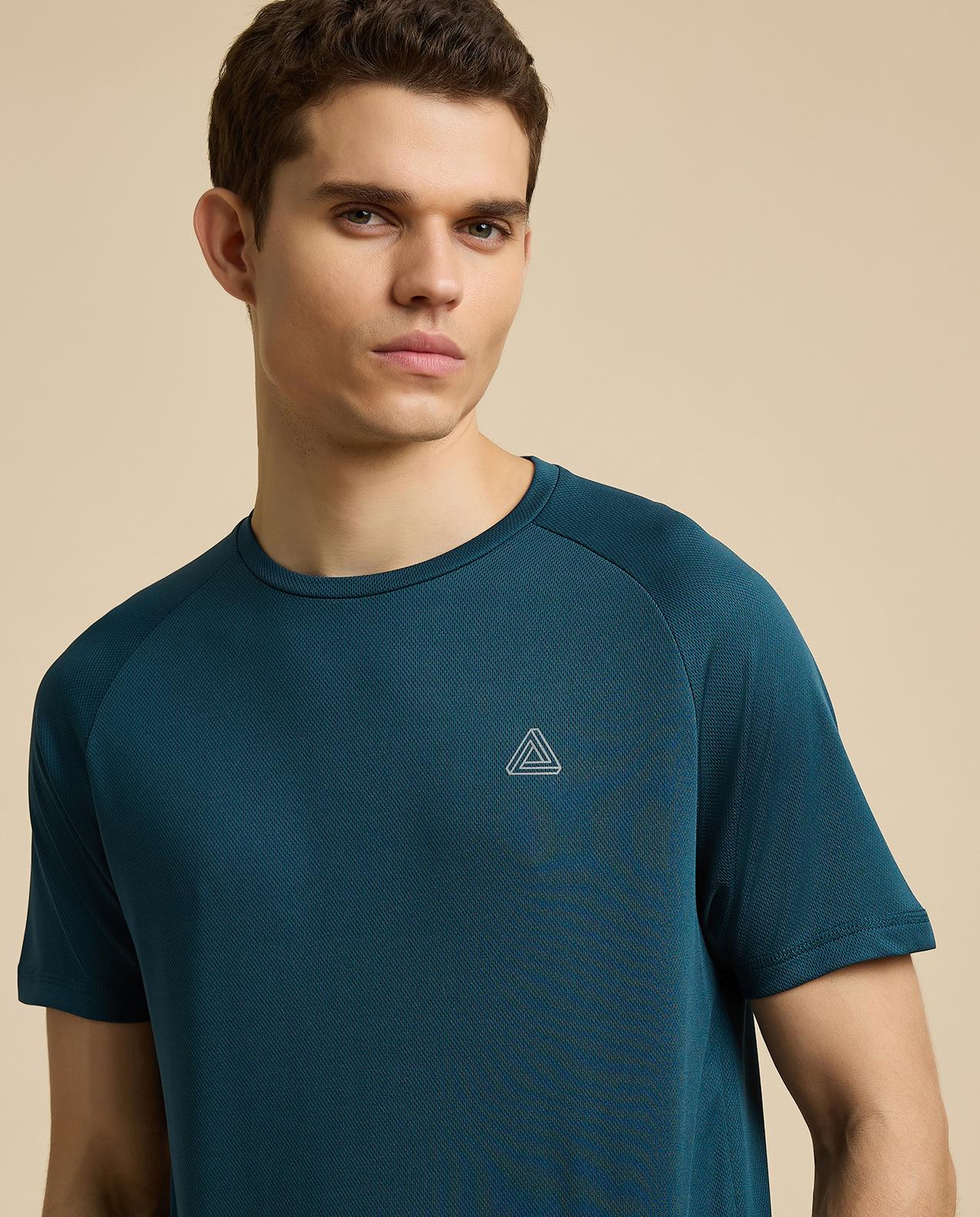 Logo Detail Active T-Shirt with Crew Neck and Short Sleeves