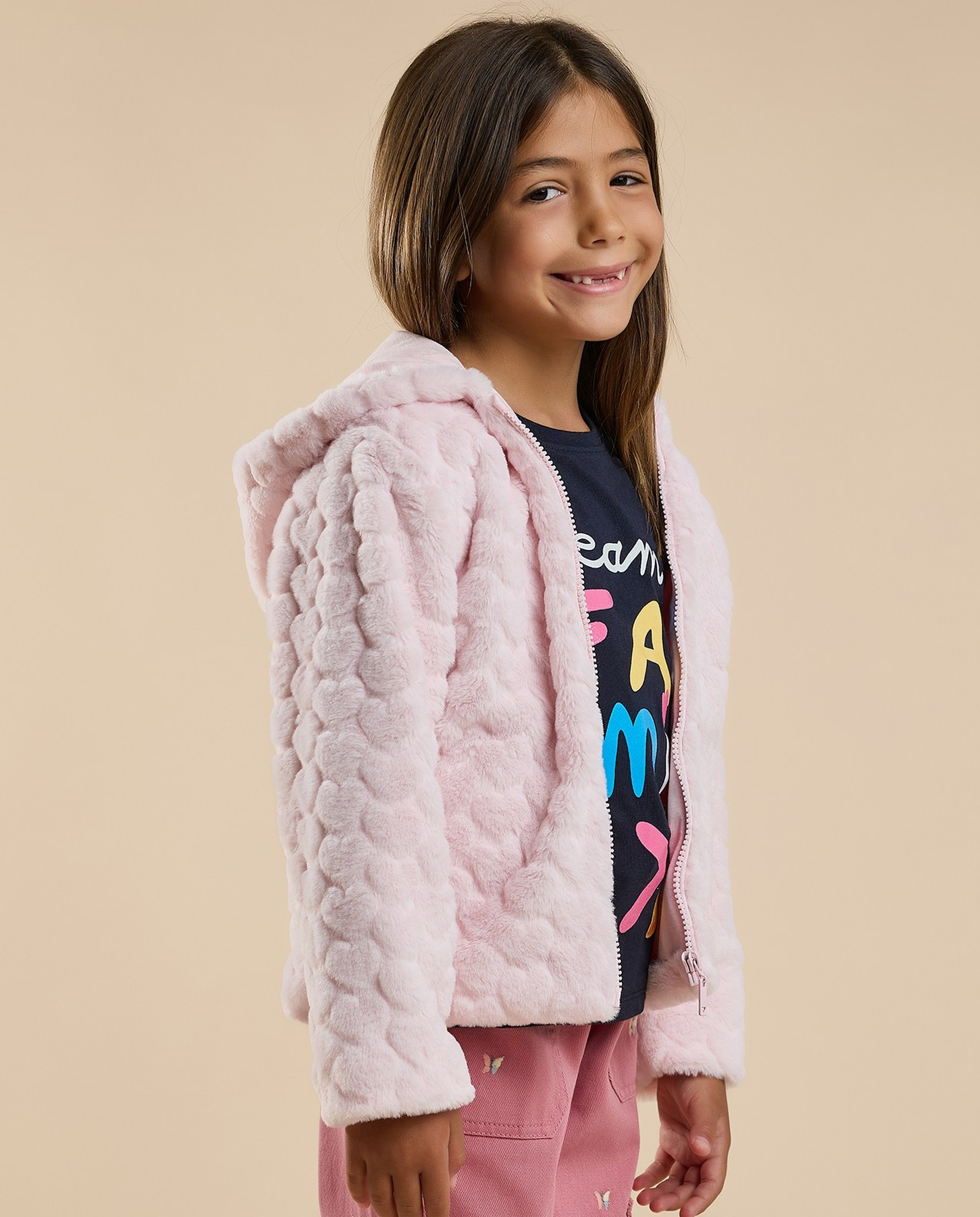 Sherpa Hooded Jacket with Zipper Closure