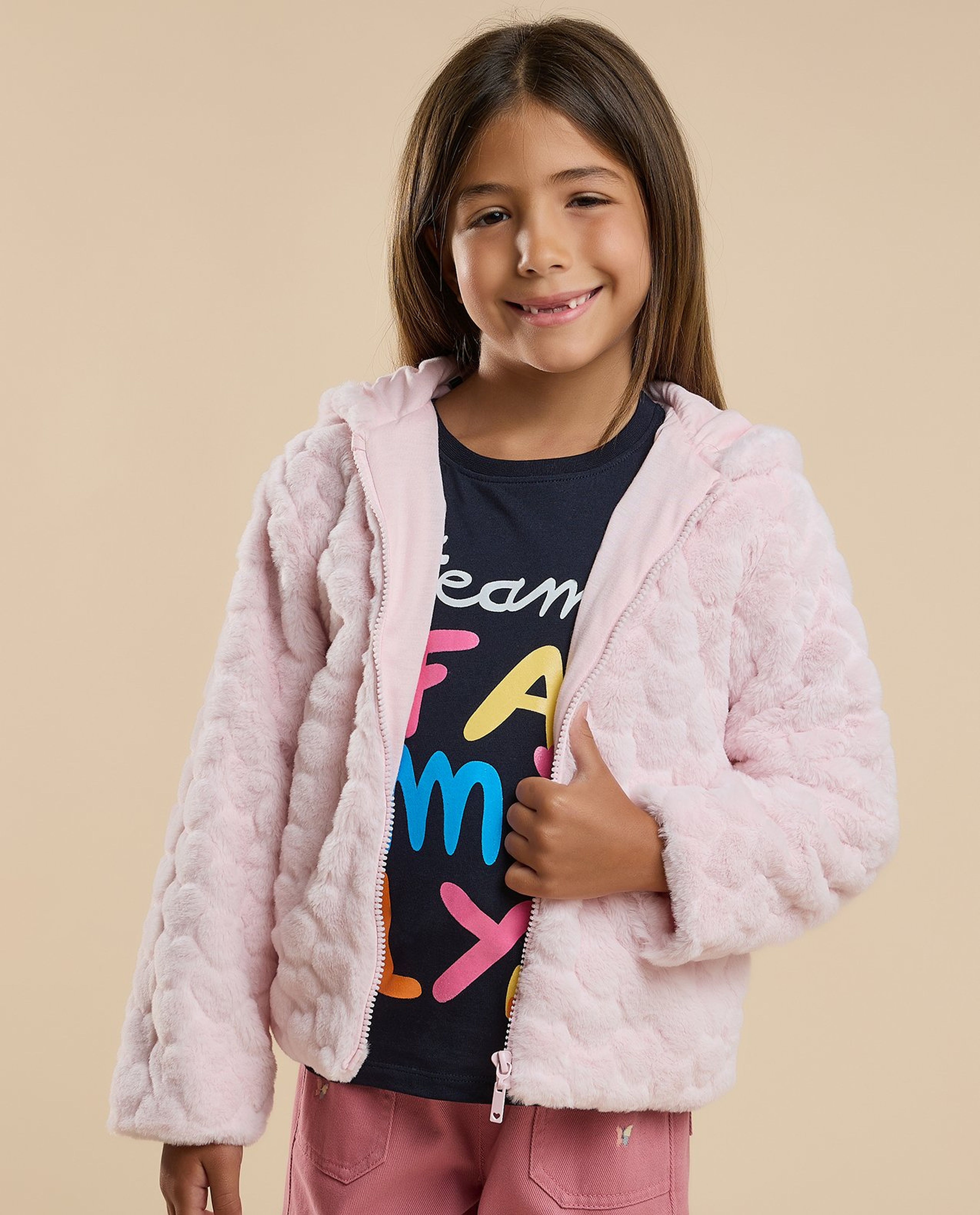 Sherpa Hooded Jacket with Zipper Closure