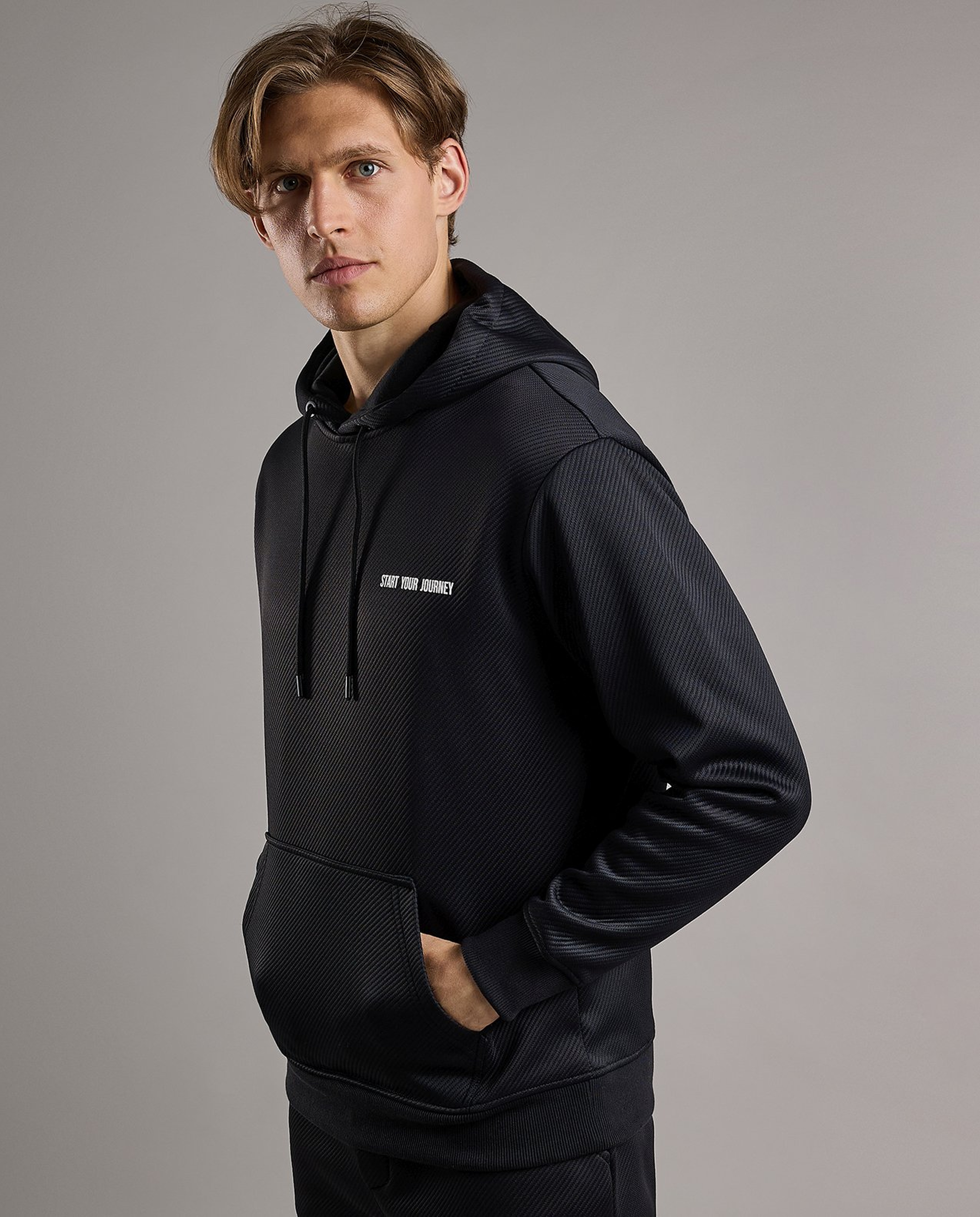 Print Detail Hoodie with Long Sleeves