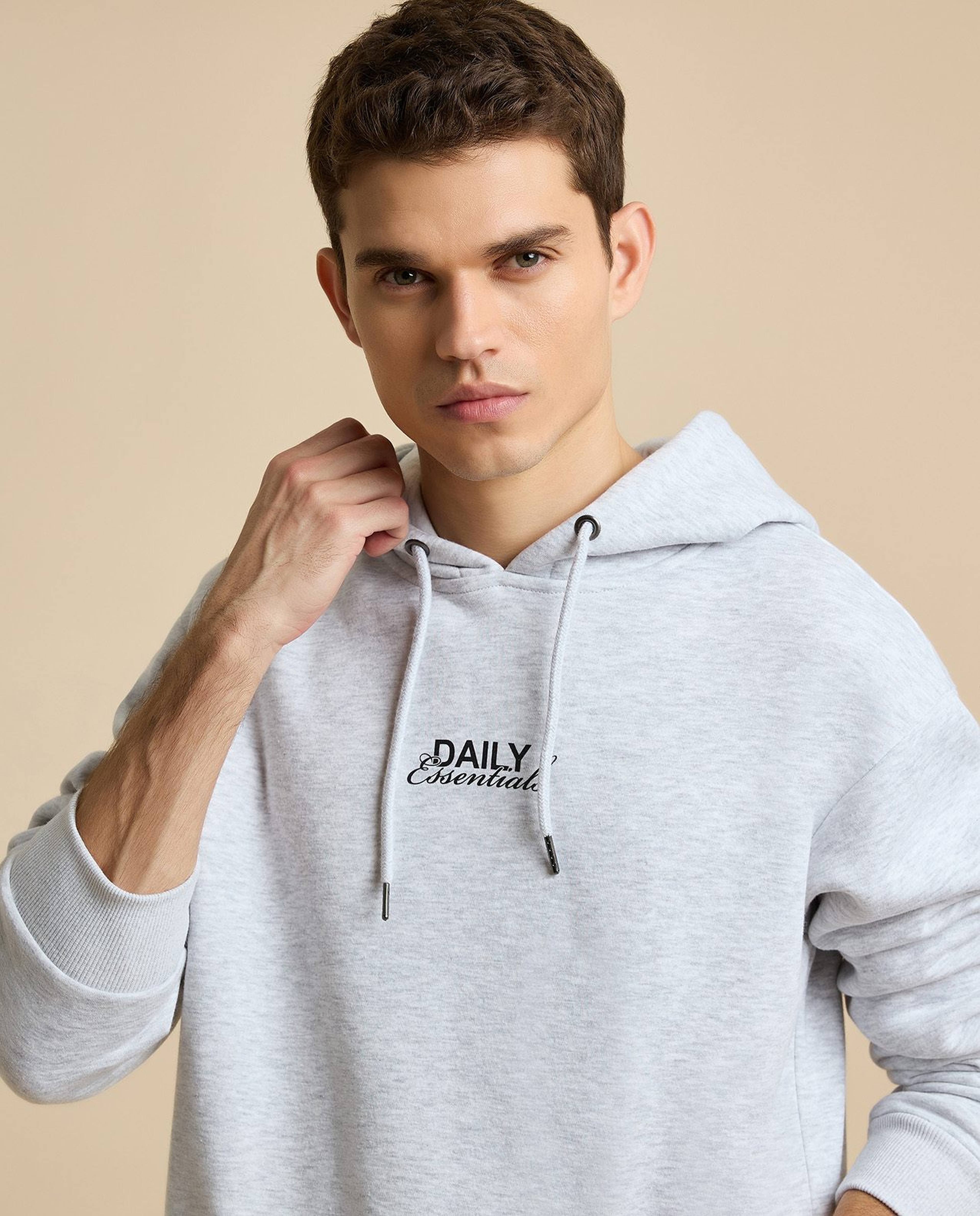 Printed Hoodie with Long Sleeves