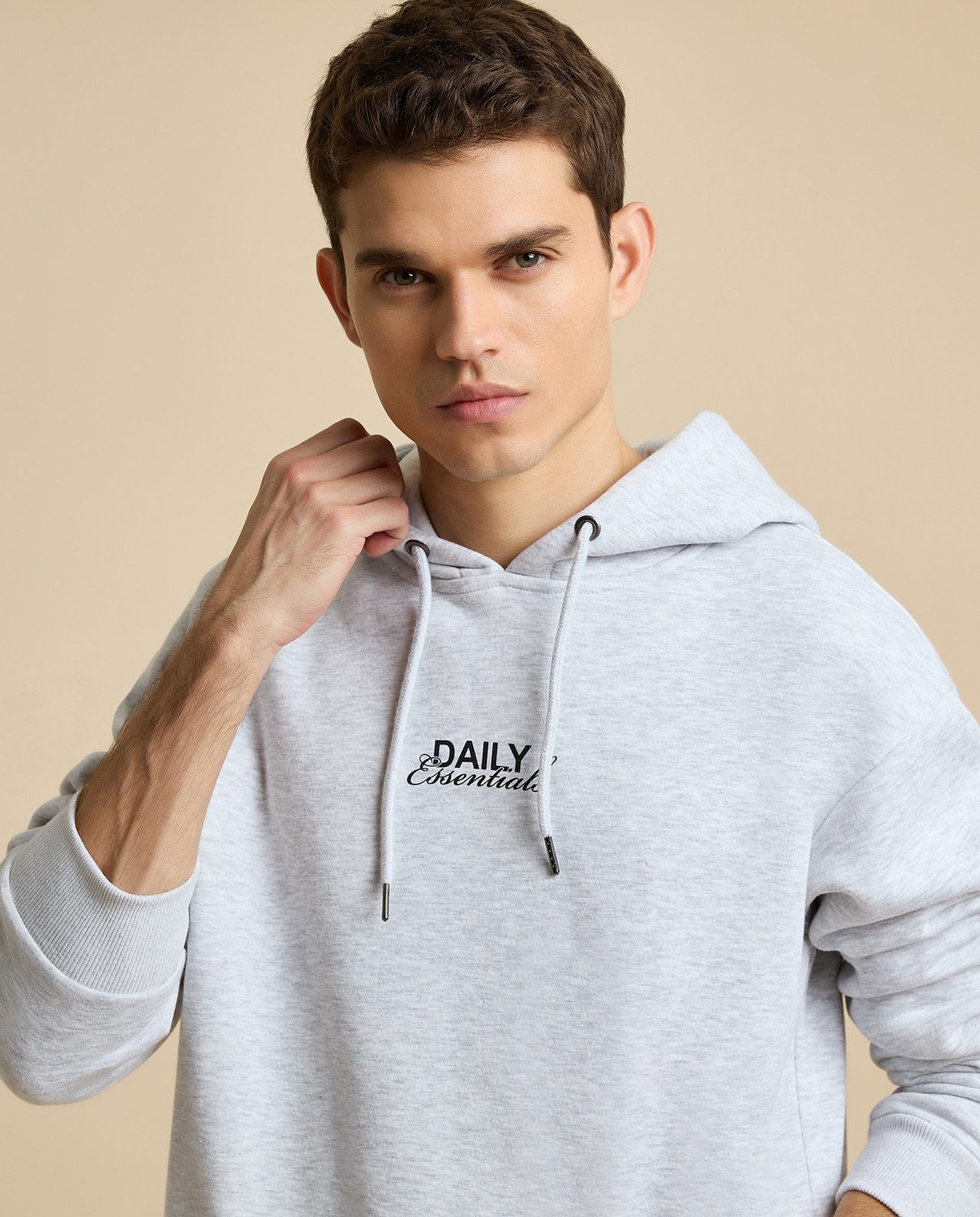 Printed Hoodie with Long Sleeves