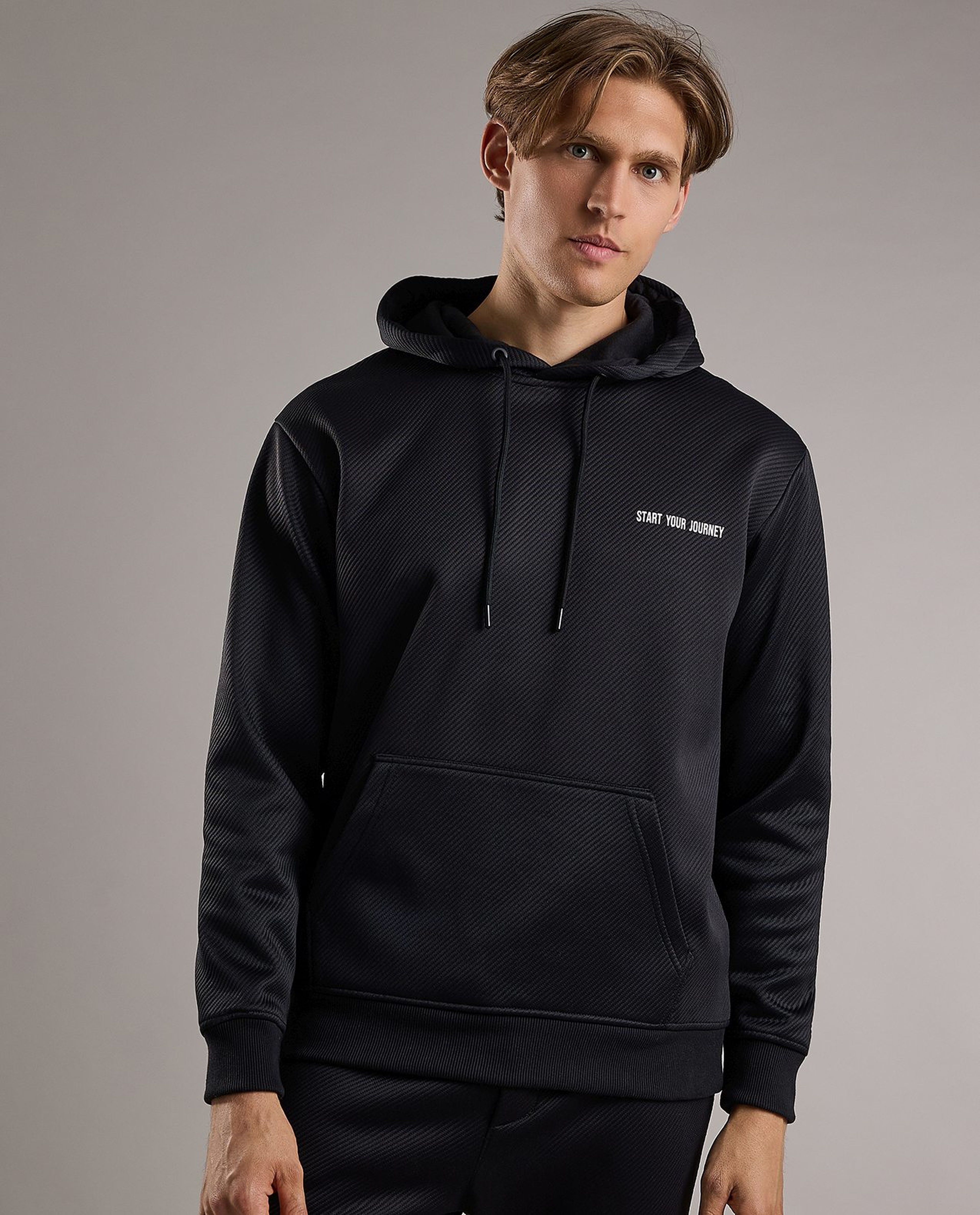 Print Detail Hoodie with Long Sleeves