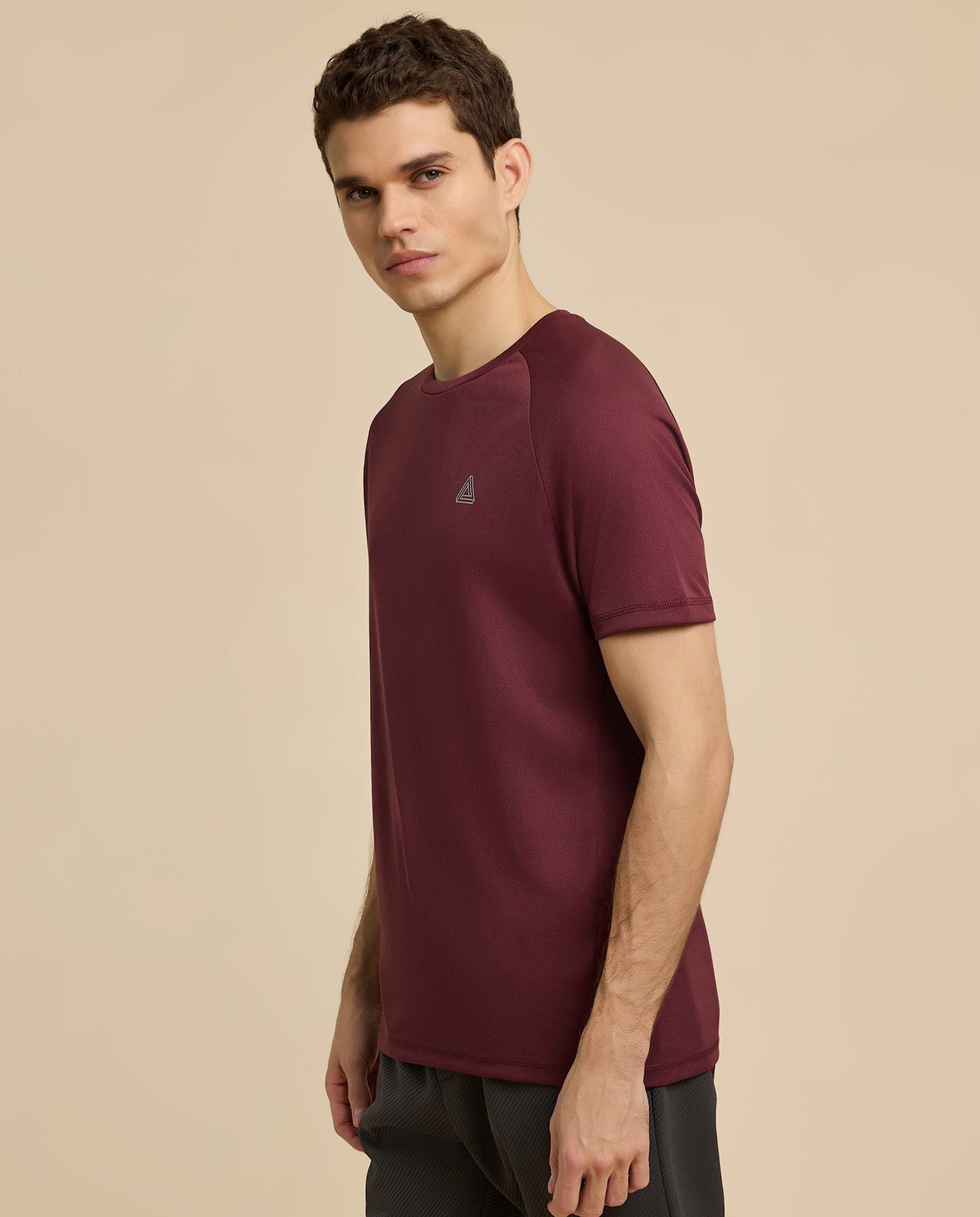 Logo Detail Active T-Shirt with Crew Neck and Short Sleeves