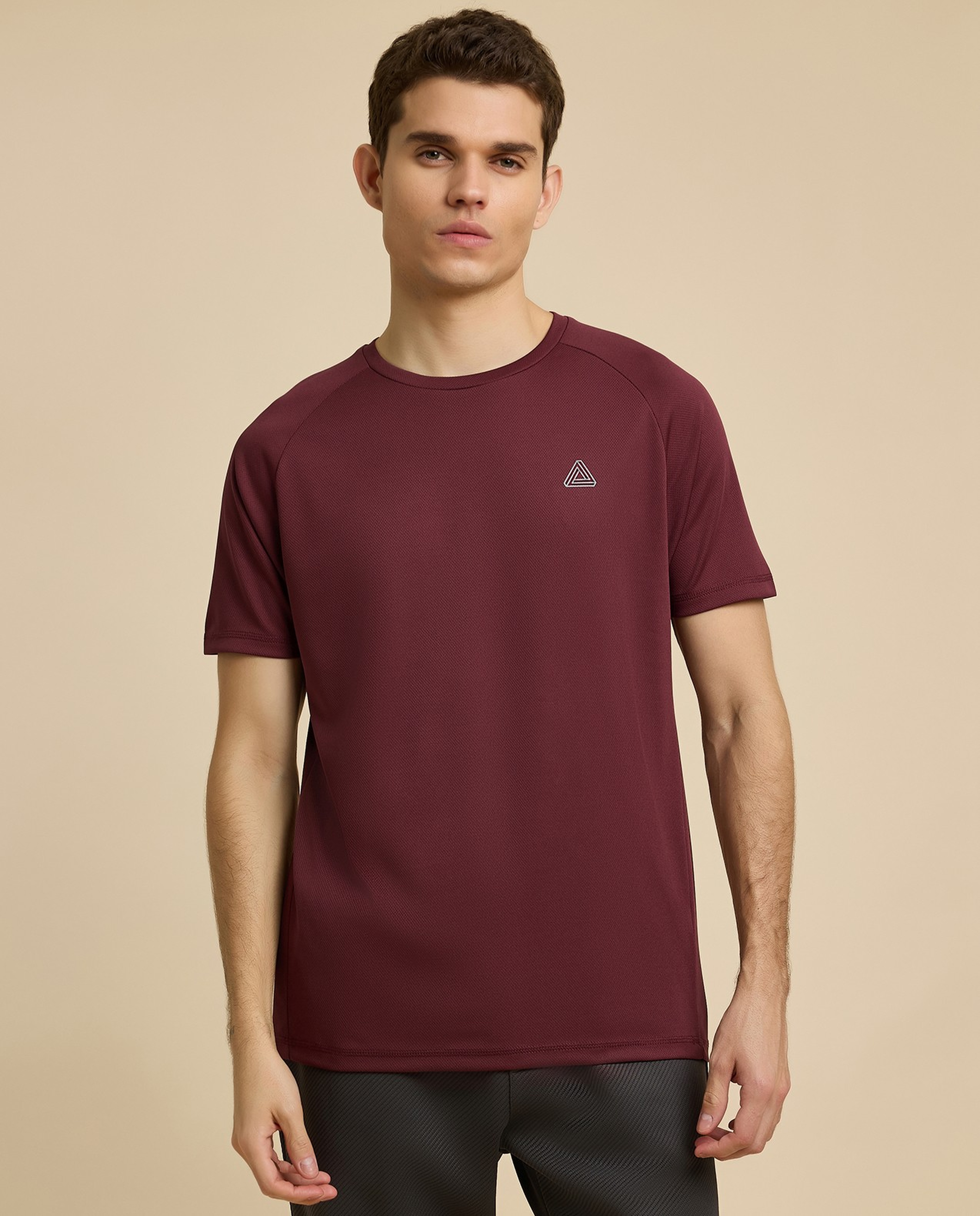 Logo Detail Active T-Shirt with Crew Neck and Short Sleeves