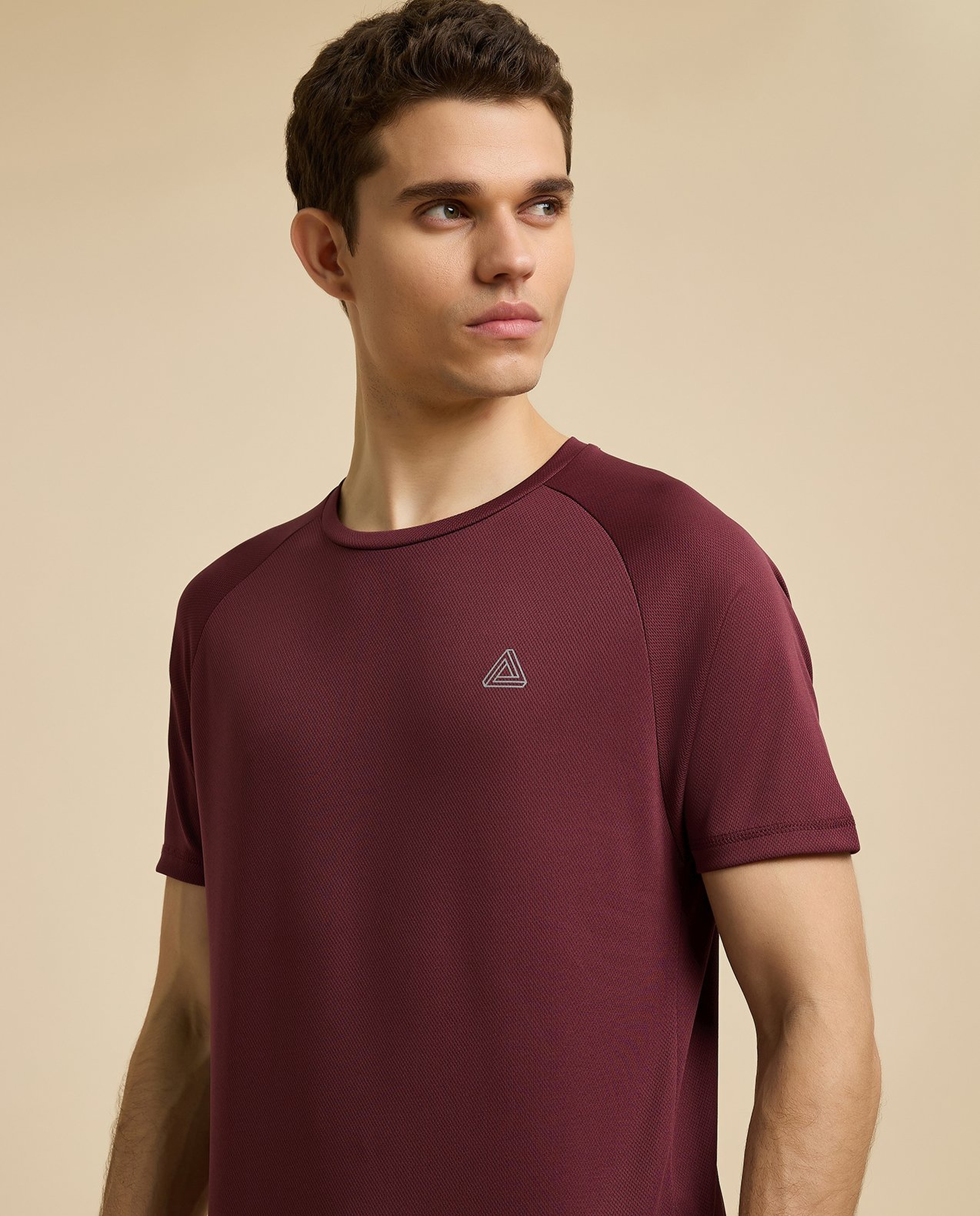 Logo Detail Active T-Shirt with Crew Neck and Short Sleeves