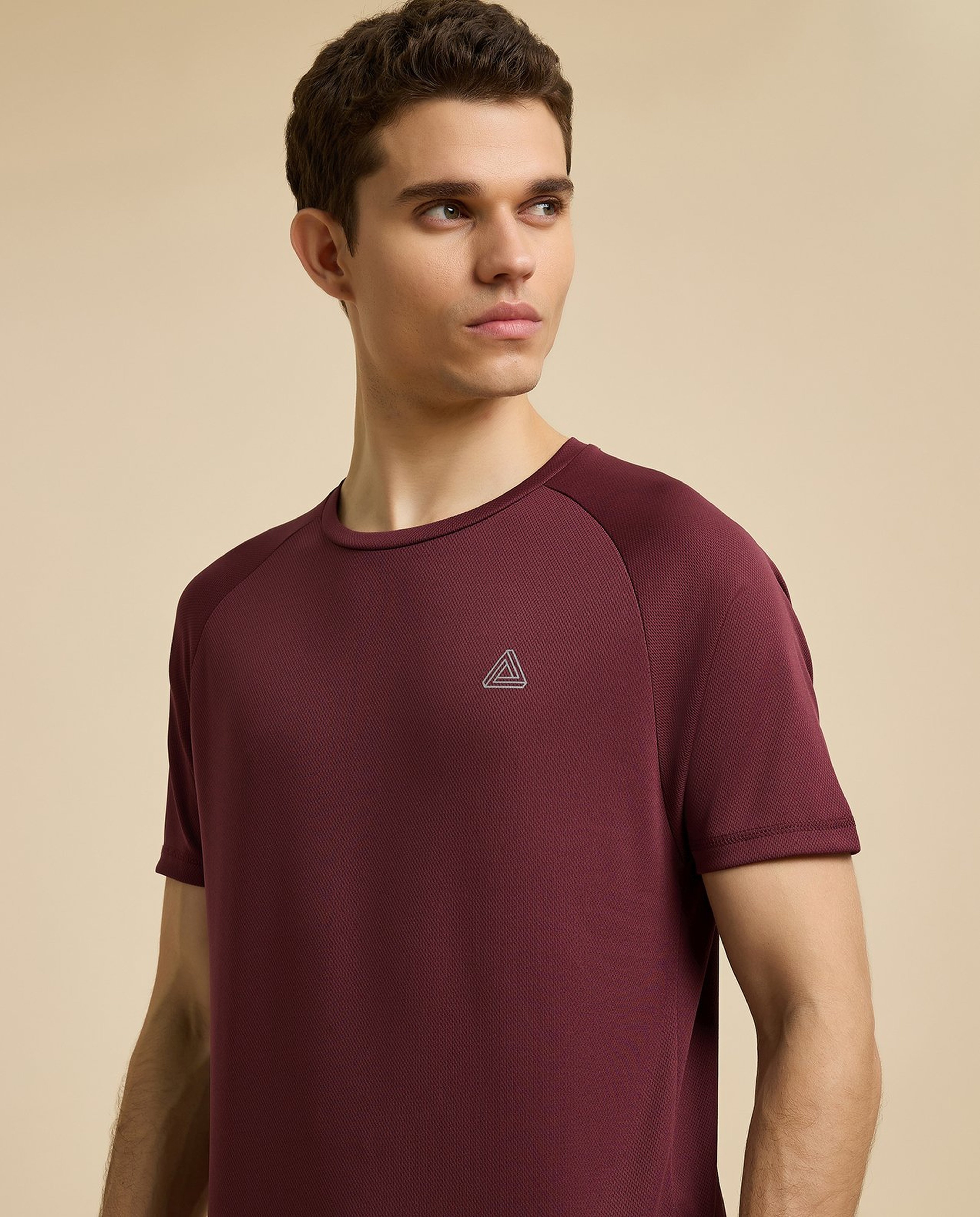 Logo Detail Active T-Shirt with Crew Neck and Short Sleeves