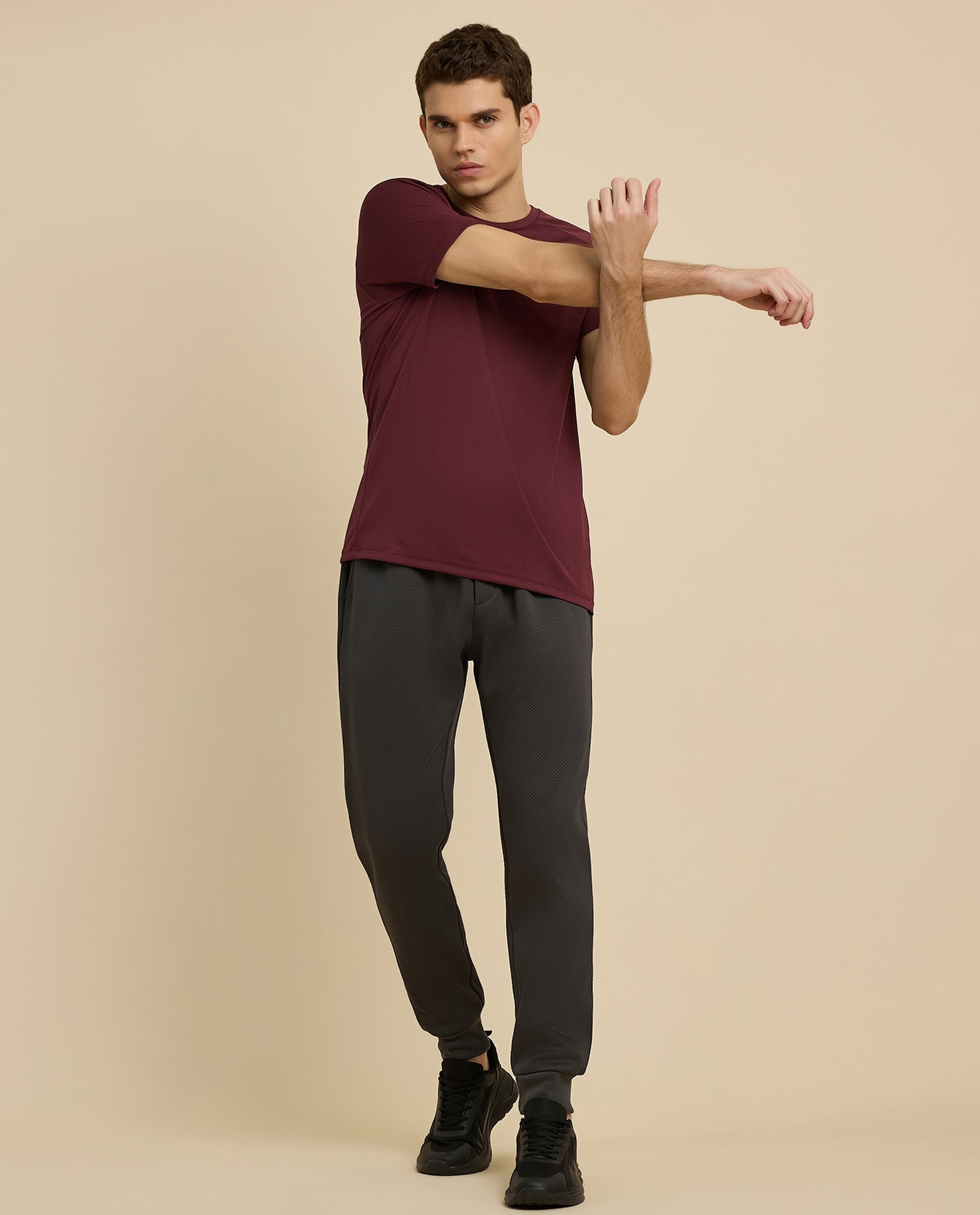 Logo Detail Active T-Shirt with Crew Neck and Short Sleeves