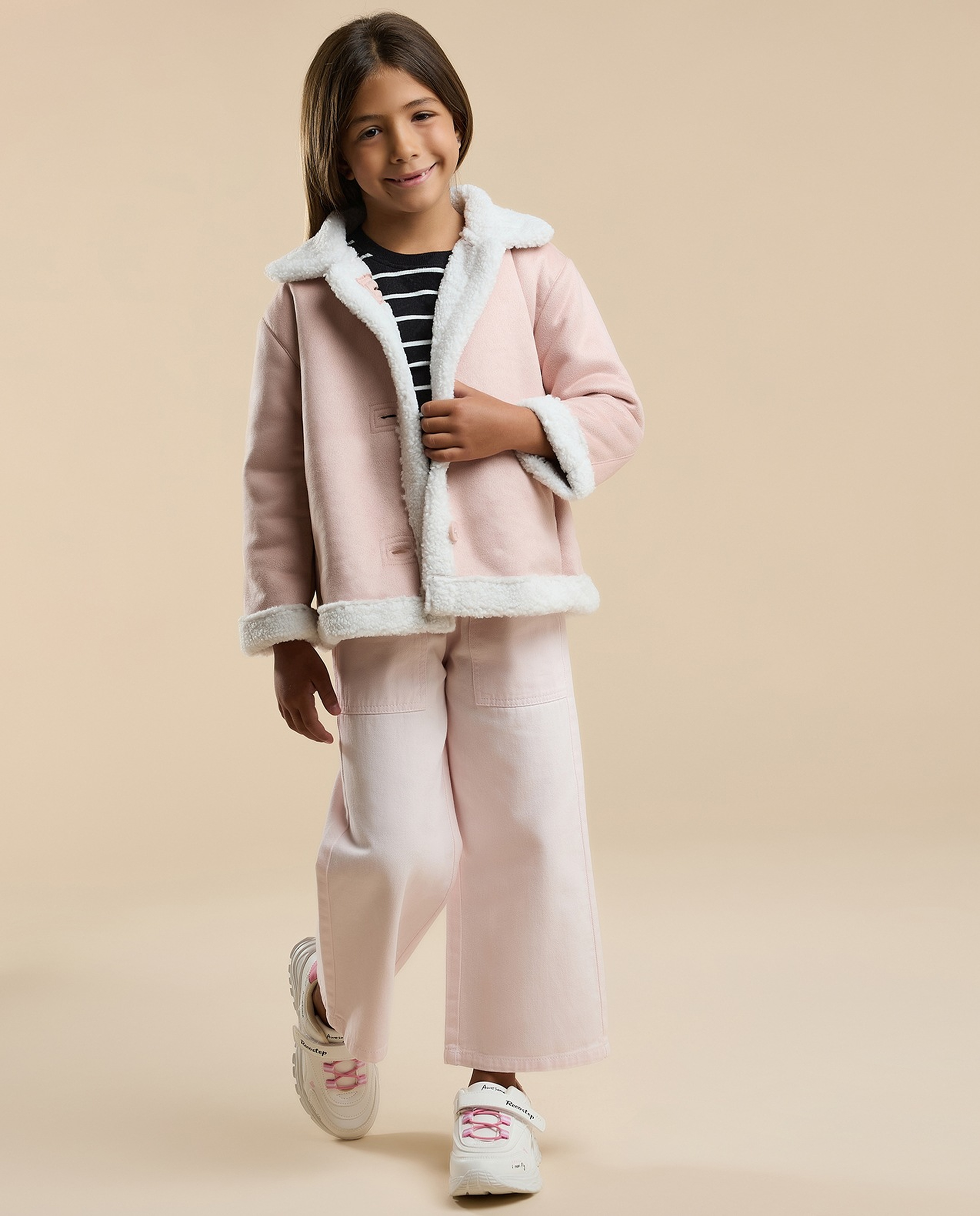 Sherpa Trim Jacket with Button Closure