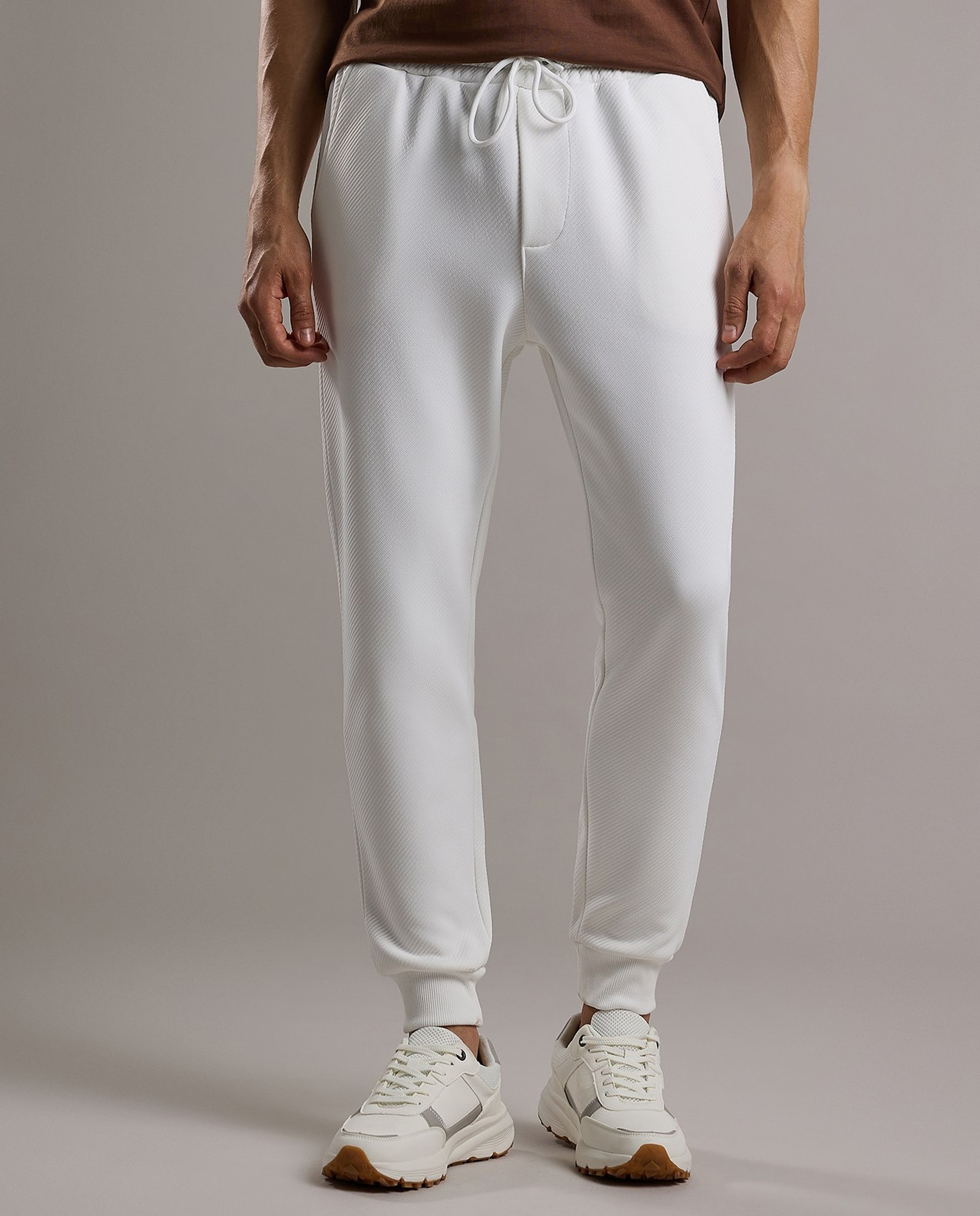 Textured Knit Joggers with Drawstring Waist