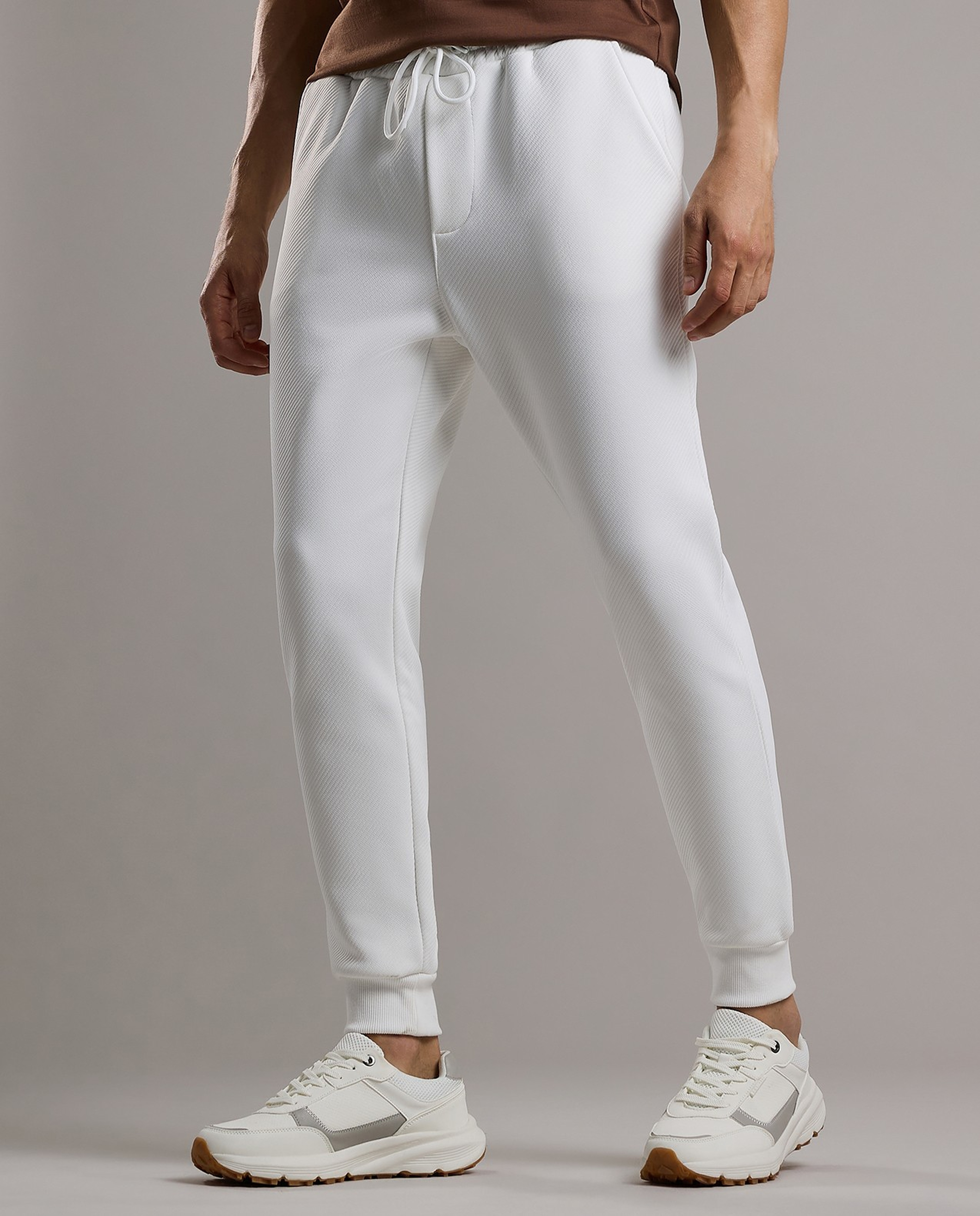 Textured Knit Joggers with Drawstring Waist