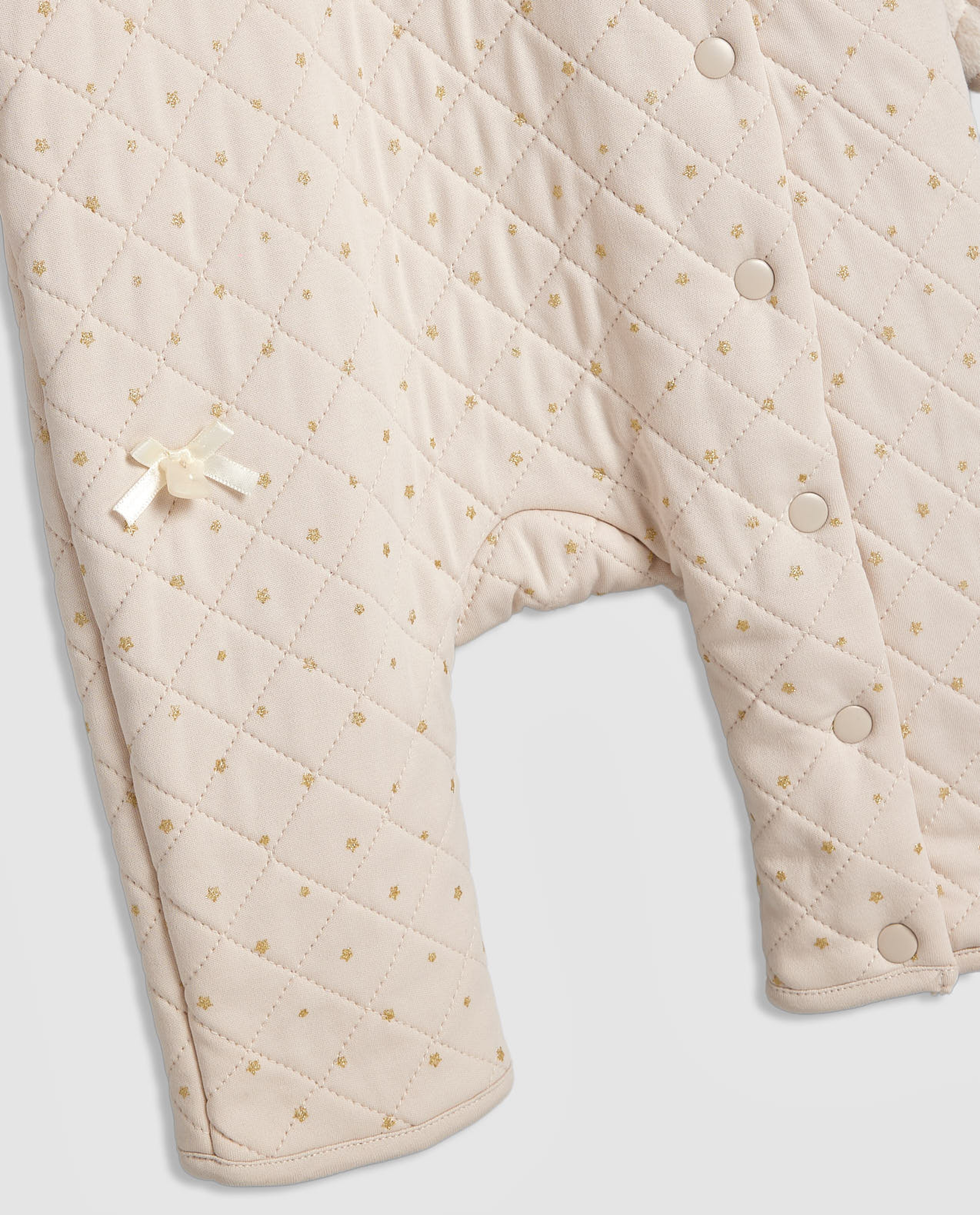 Printed Quilted Hooded Sleepsuit with Long Sleeves