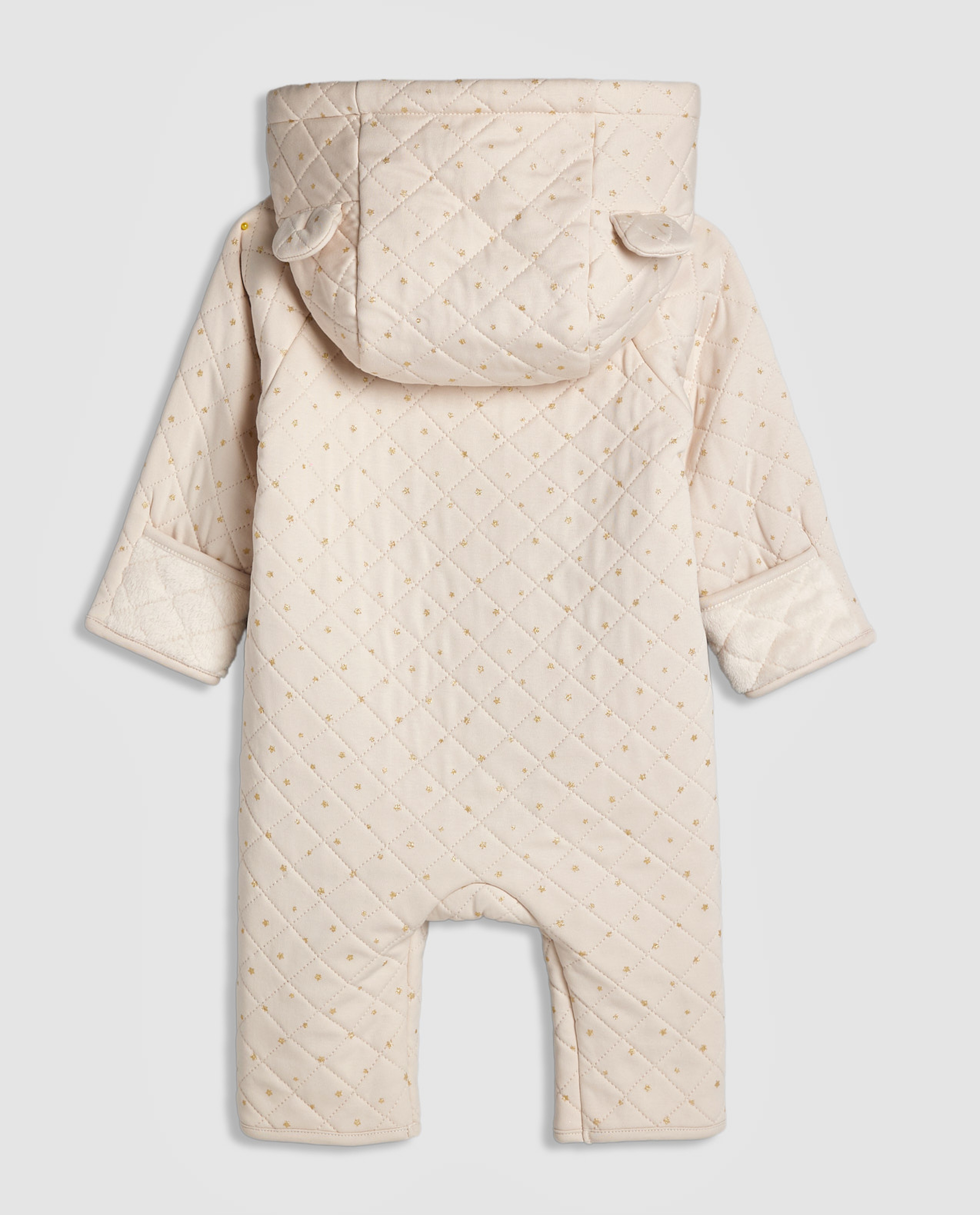 Printed Quilted Hooded Sleepsuit with Long Sleeves