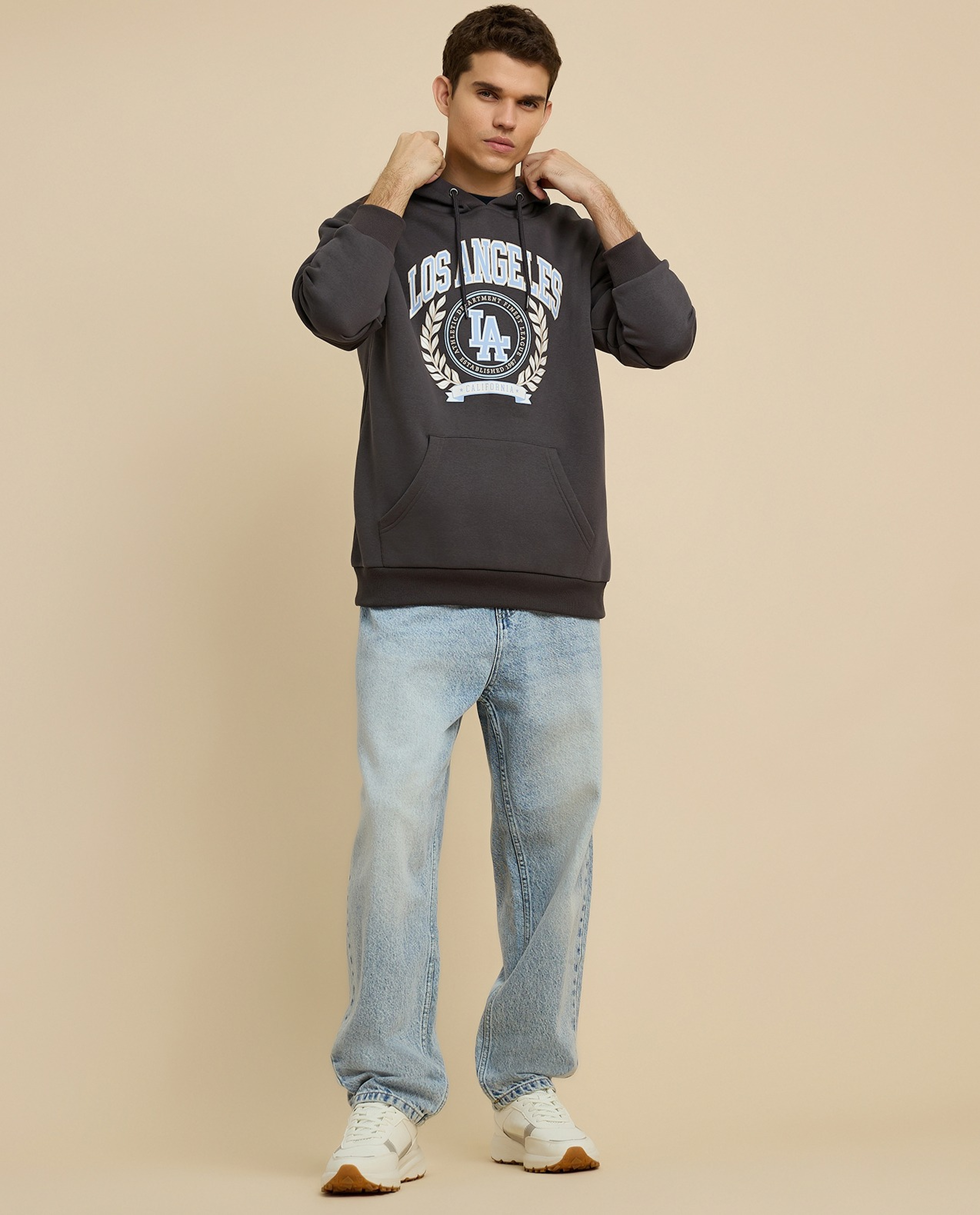 Printed Hoodie with Long Sleeves