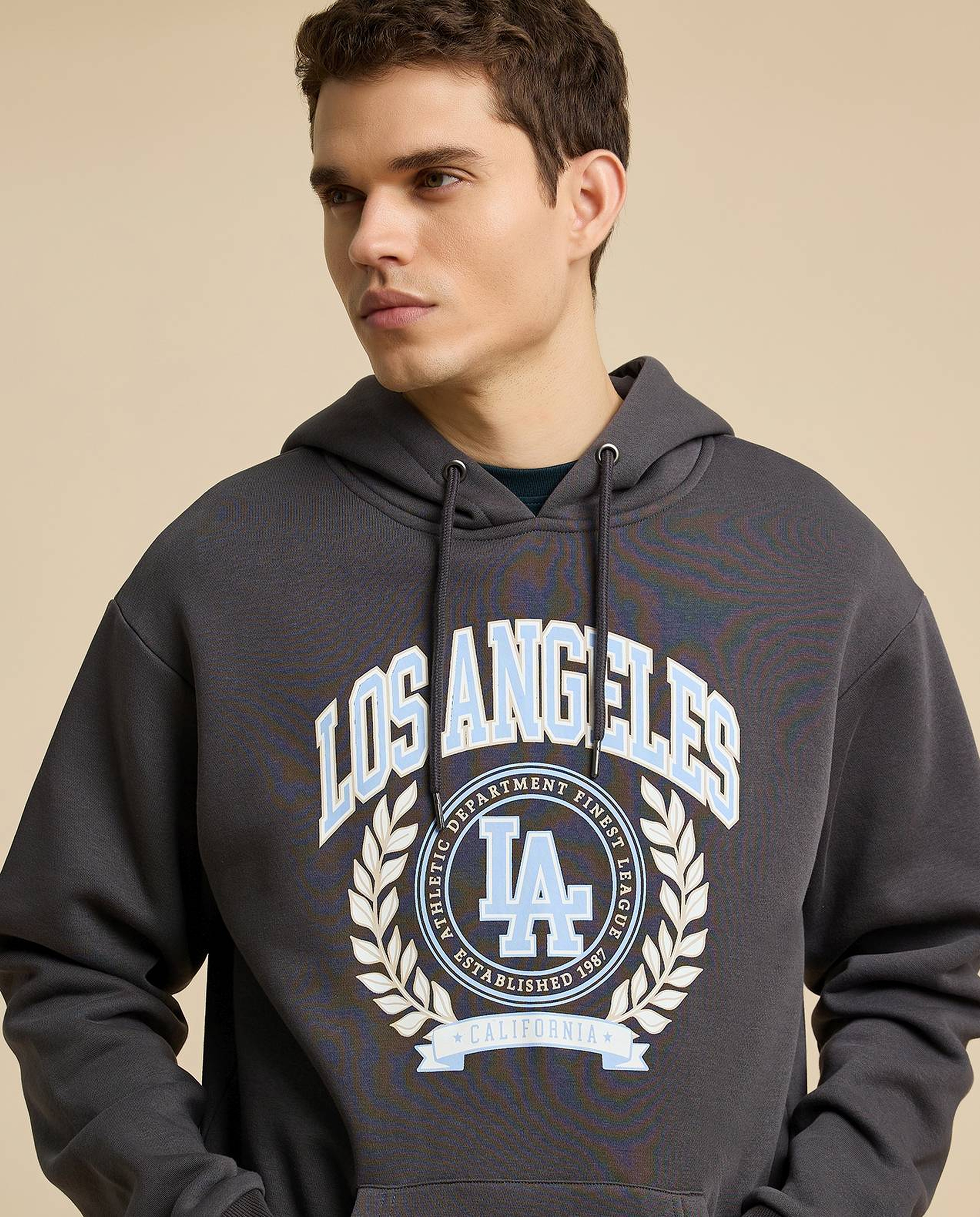 Printed Hoodie with Long Sleeves