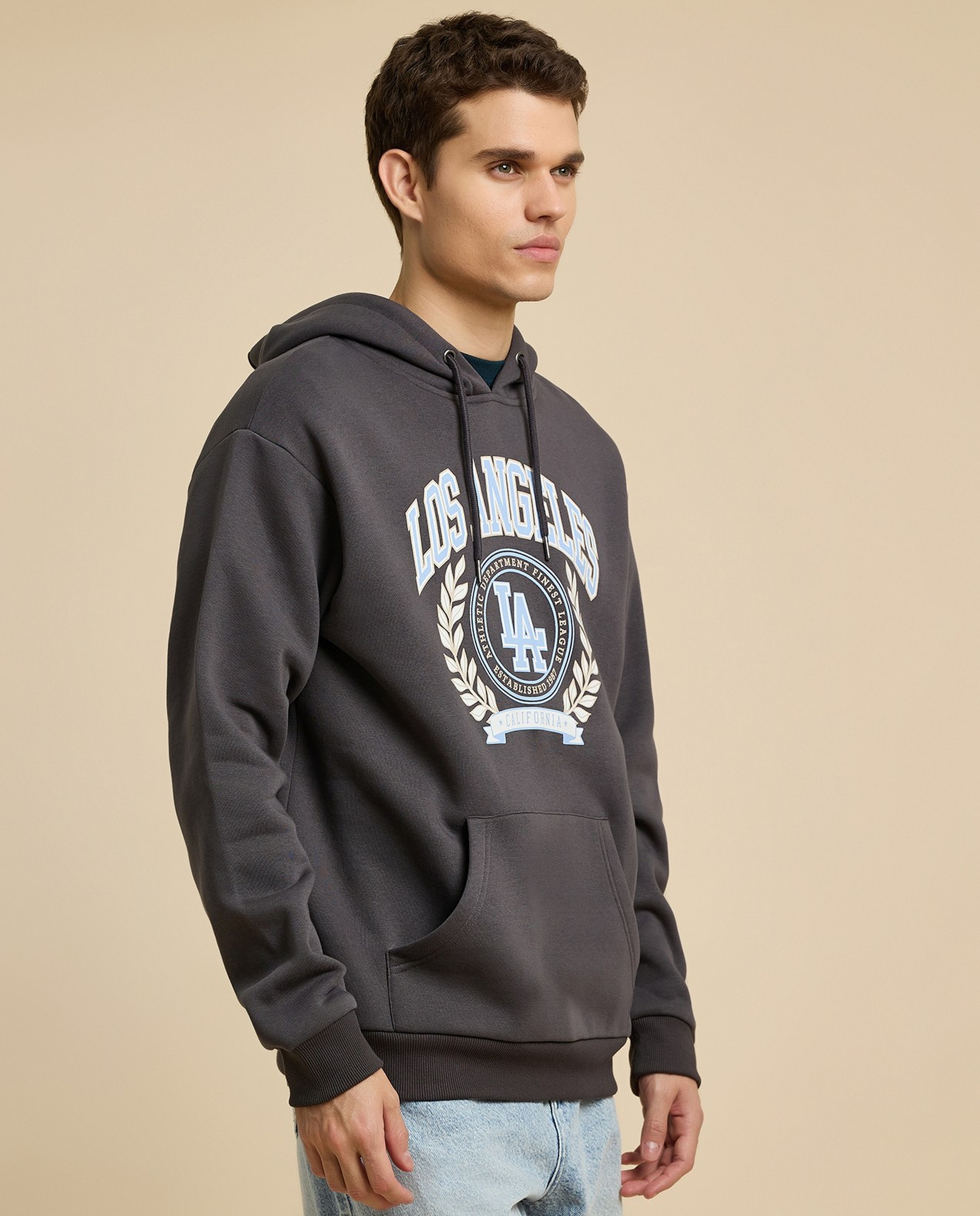 Printed Hoodie with Long Sleeves