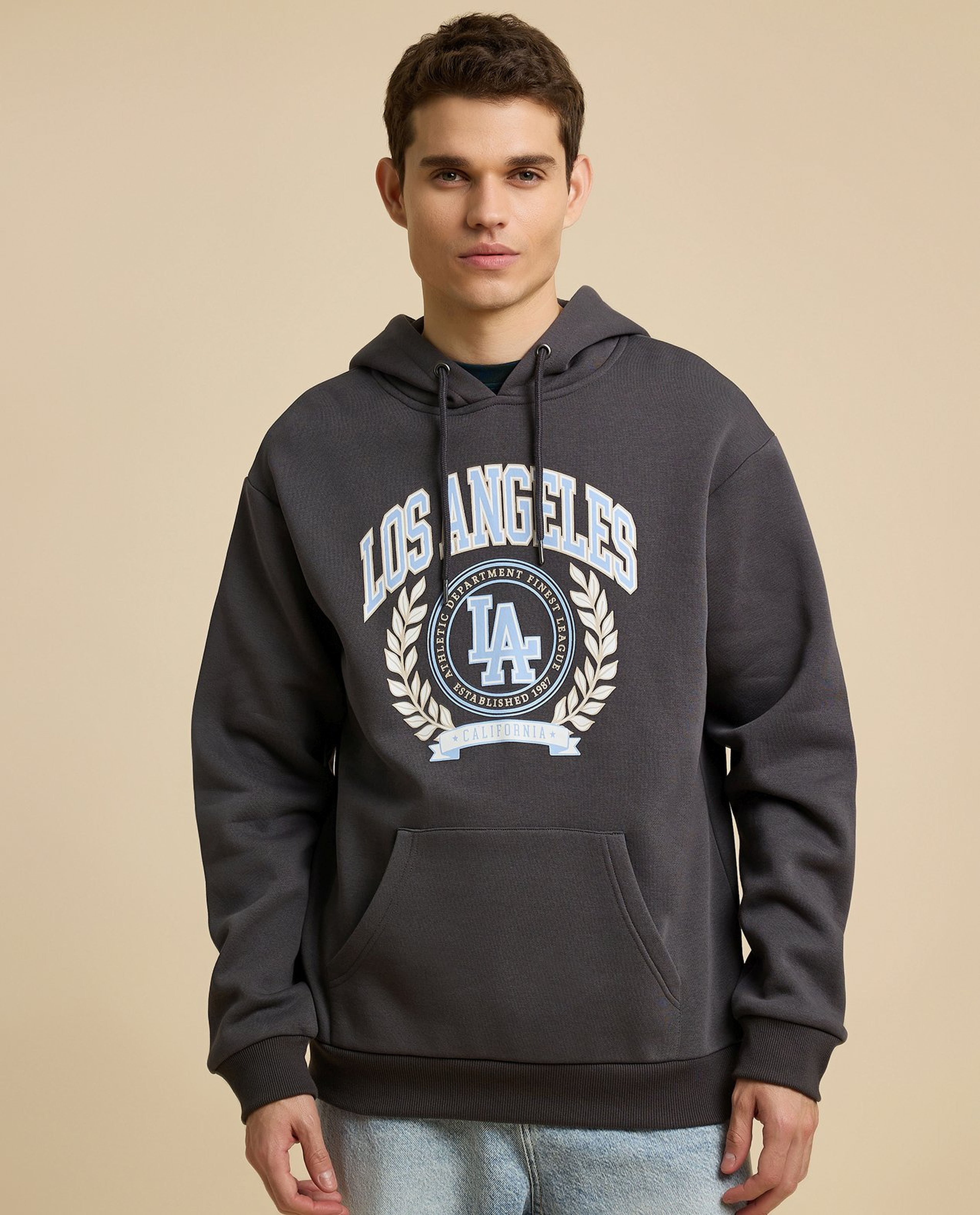 Printed Hoodie with Long Sleeves