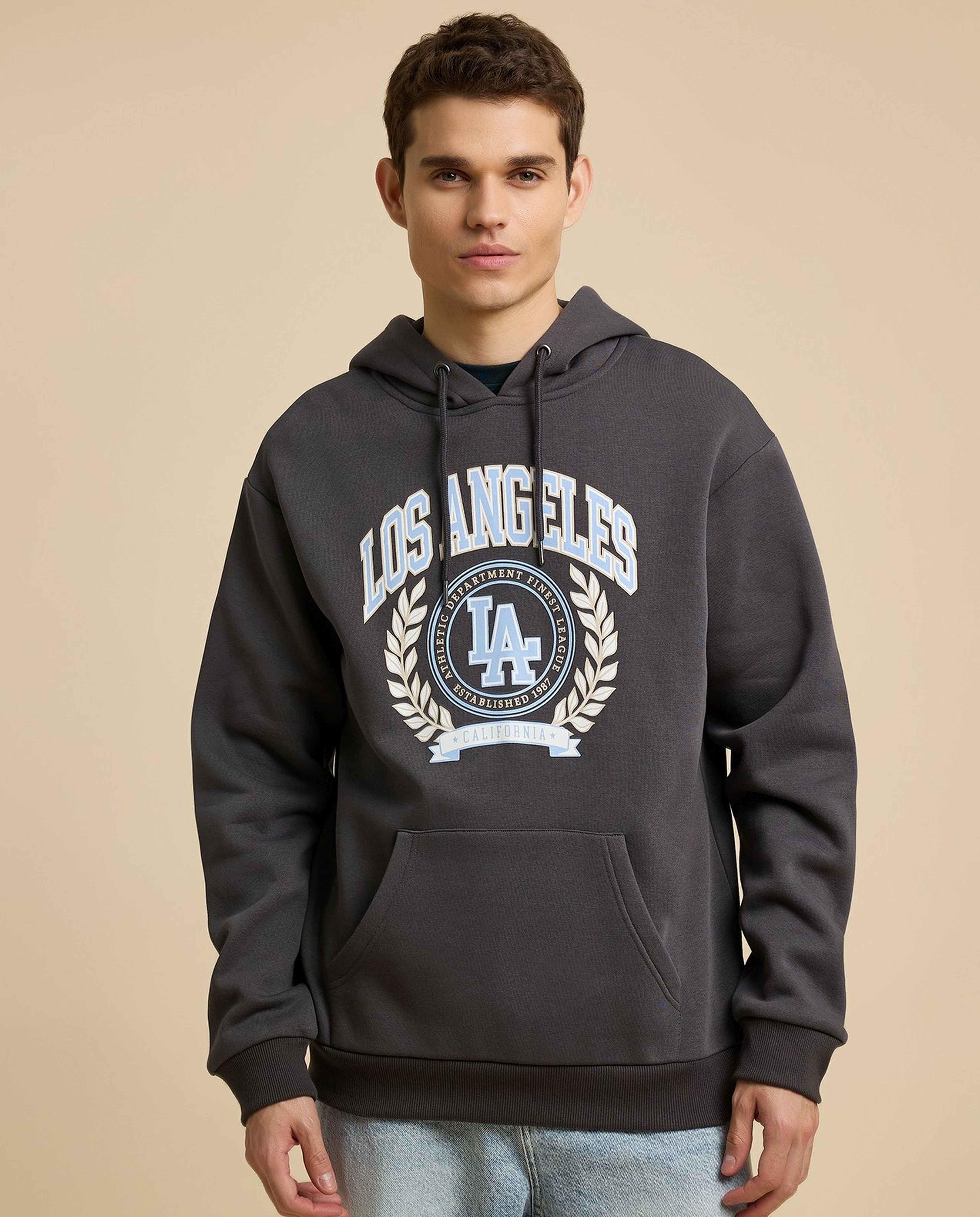 Printed Hoodie with Long Sleeves