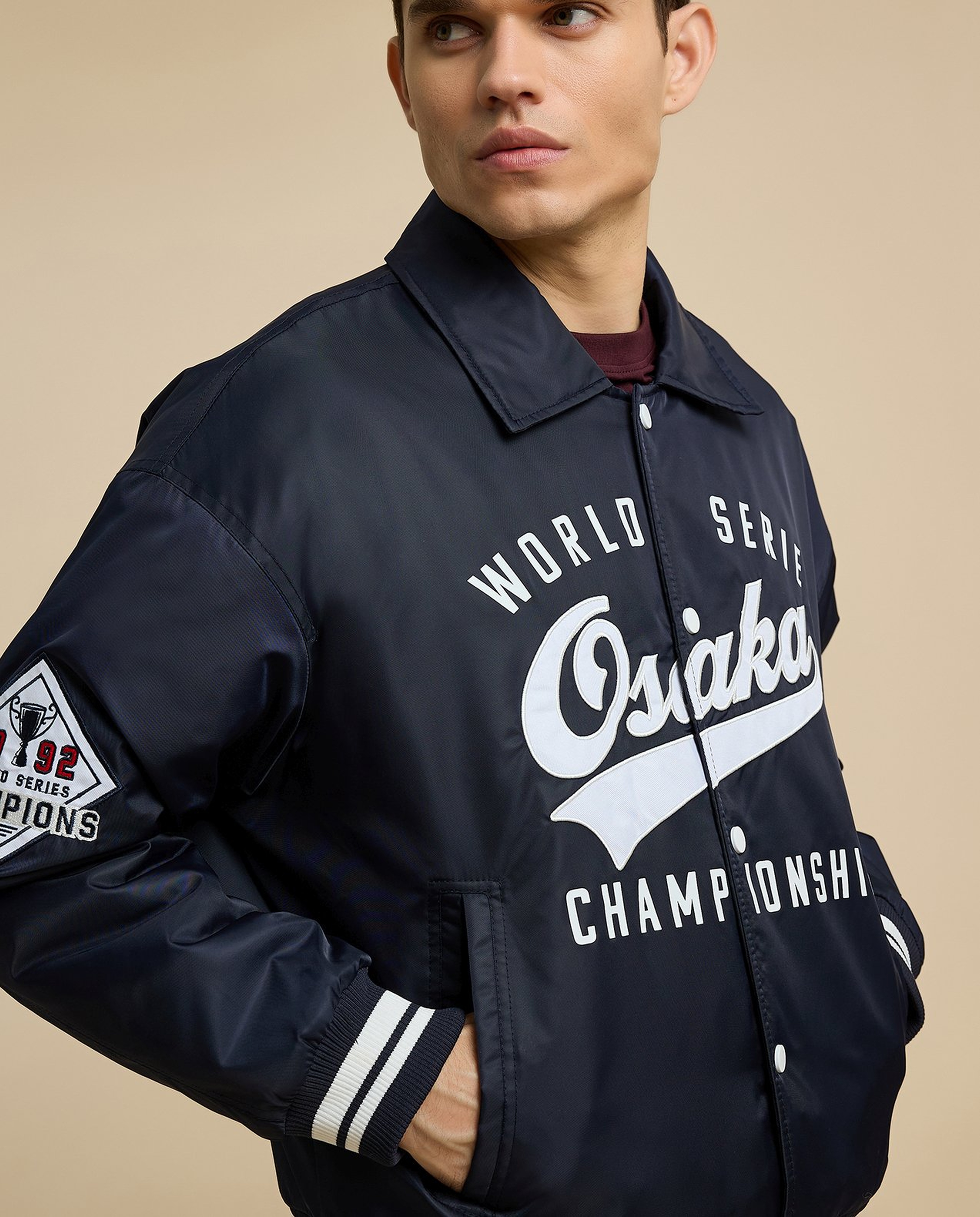 Printed Jacket with Button Closure