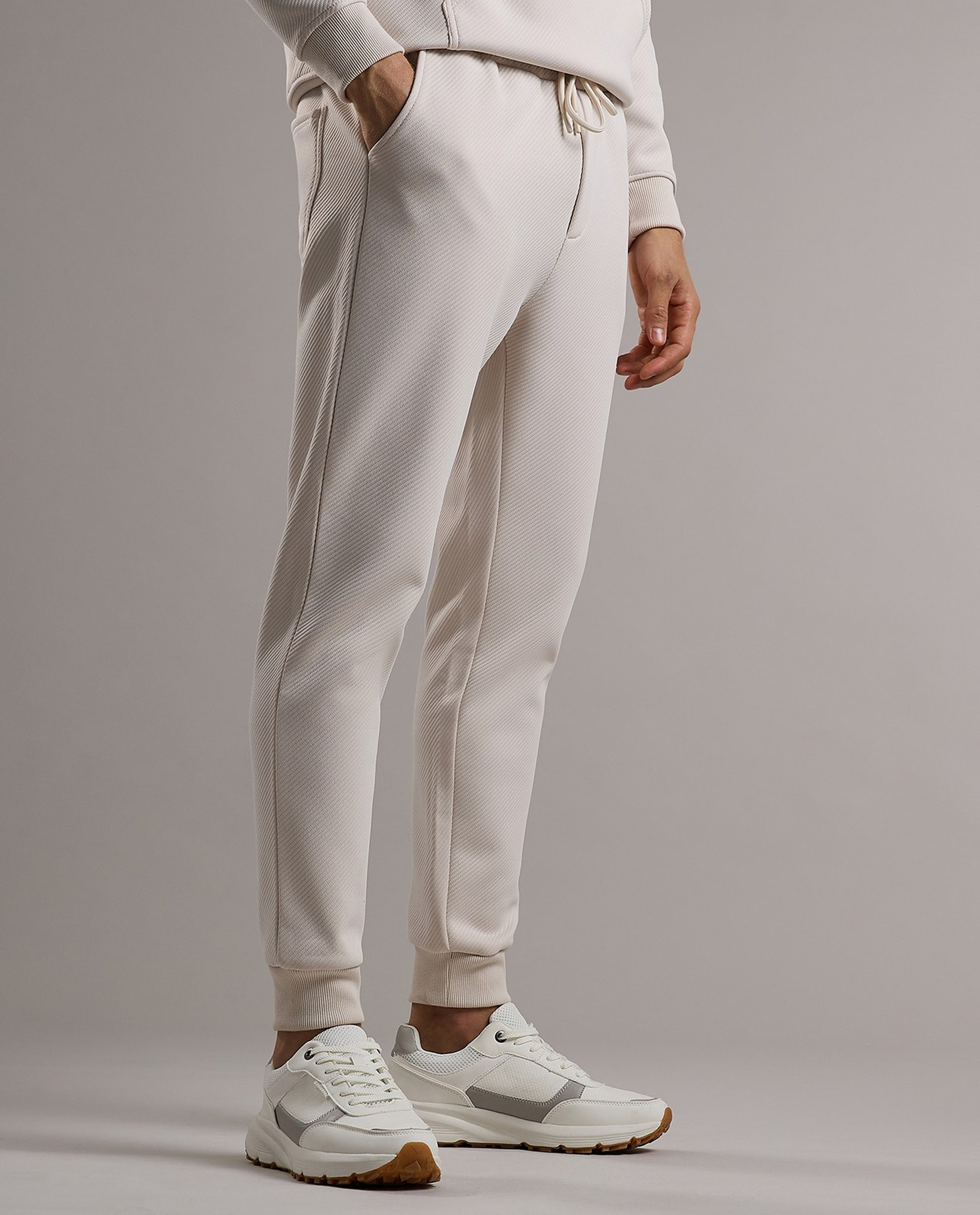 Textured Knit Joggers with Drawstring Waist