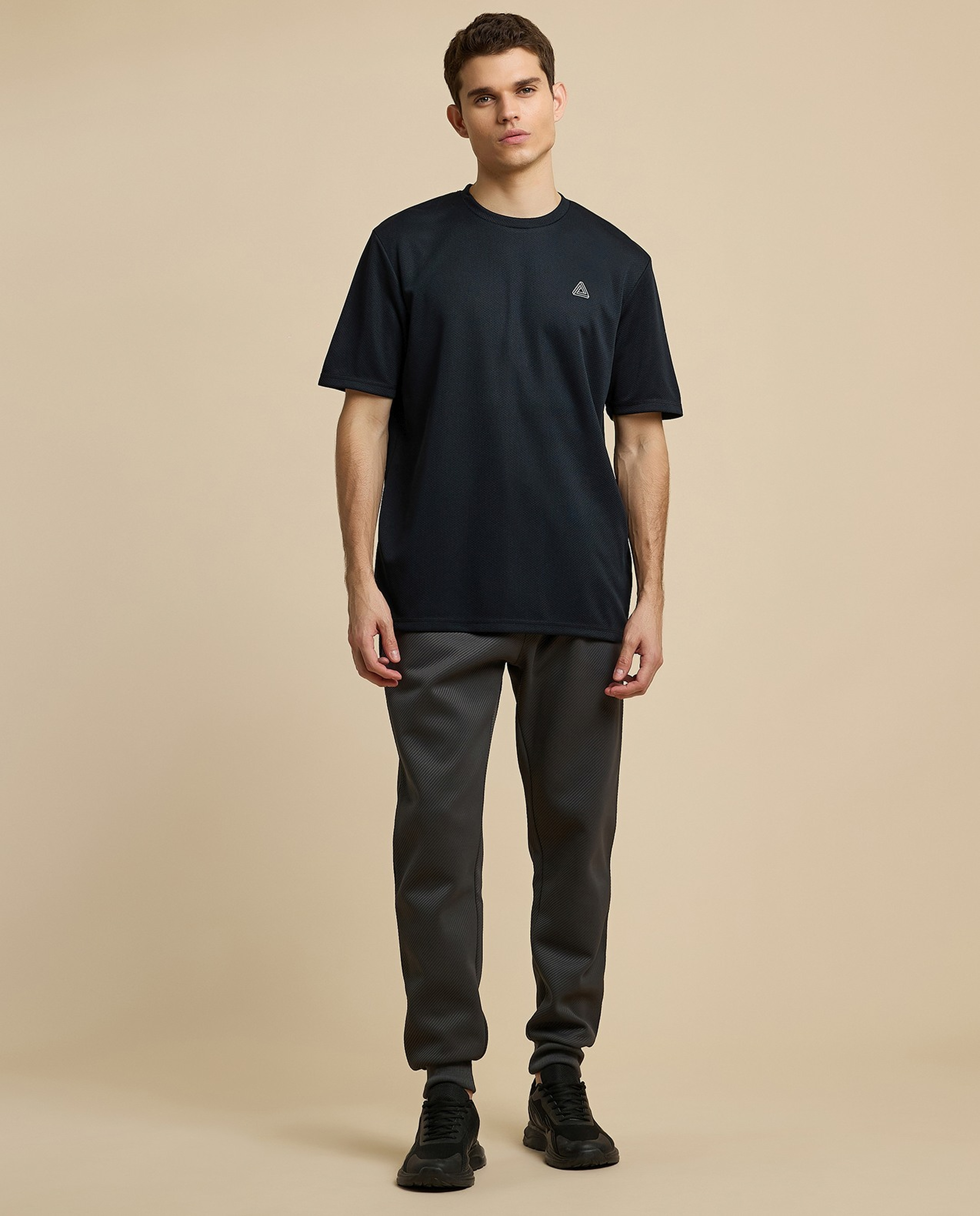 Logo Detail Active T-Shirt with Crew Neck and Short Sleeves