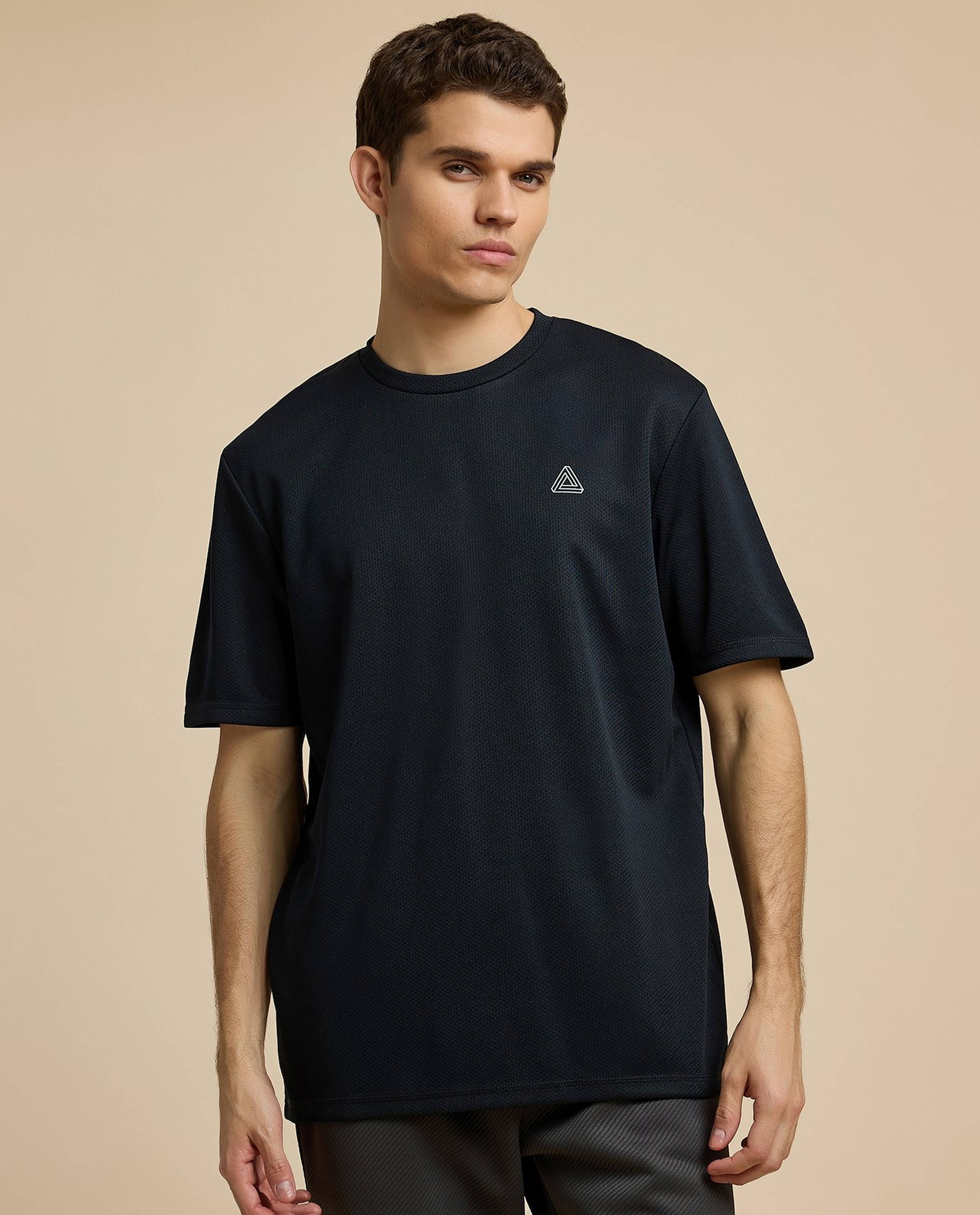 Logo Detail Active T-Shirt with Crew Neck and Short Sleeves