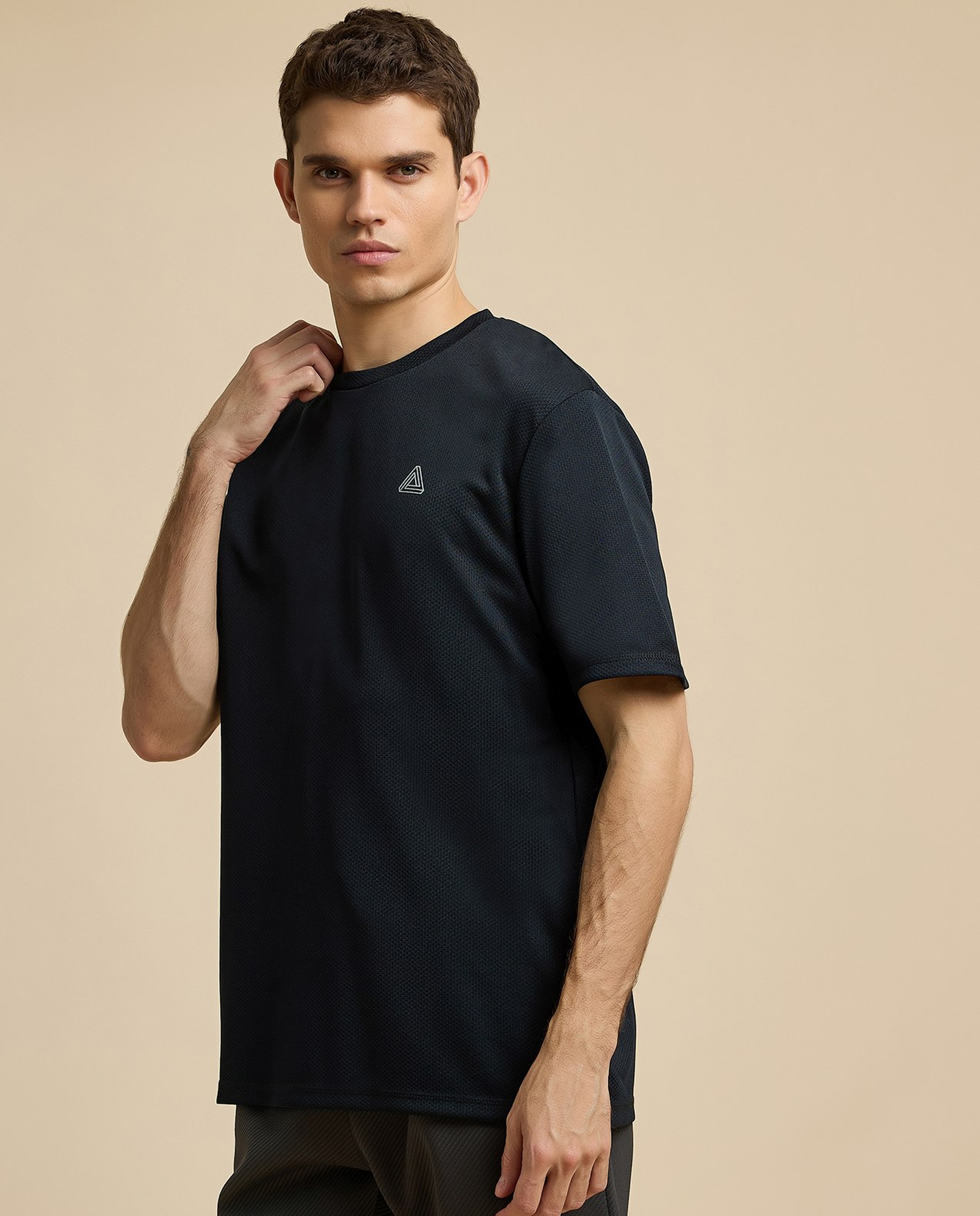 Logo Detail Active T-Shirt with Crew Neck and Short Sleeves