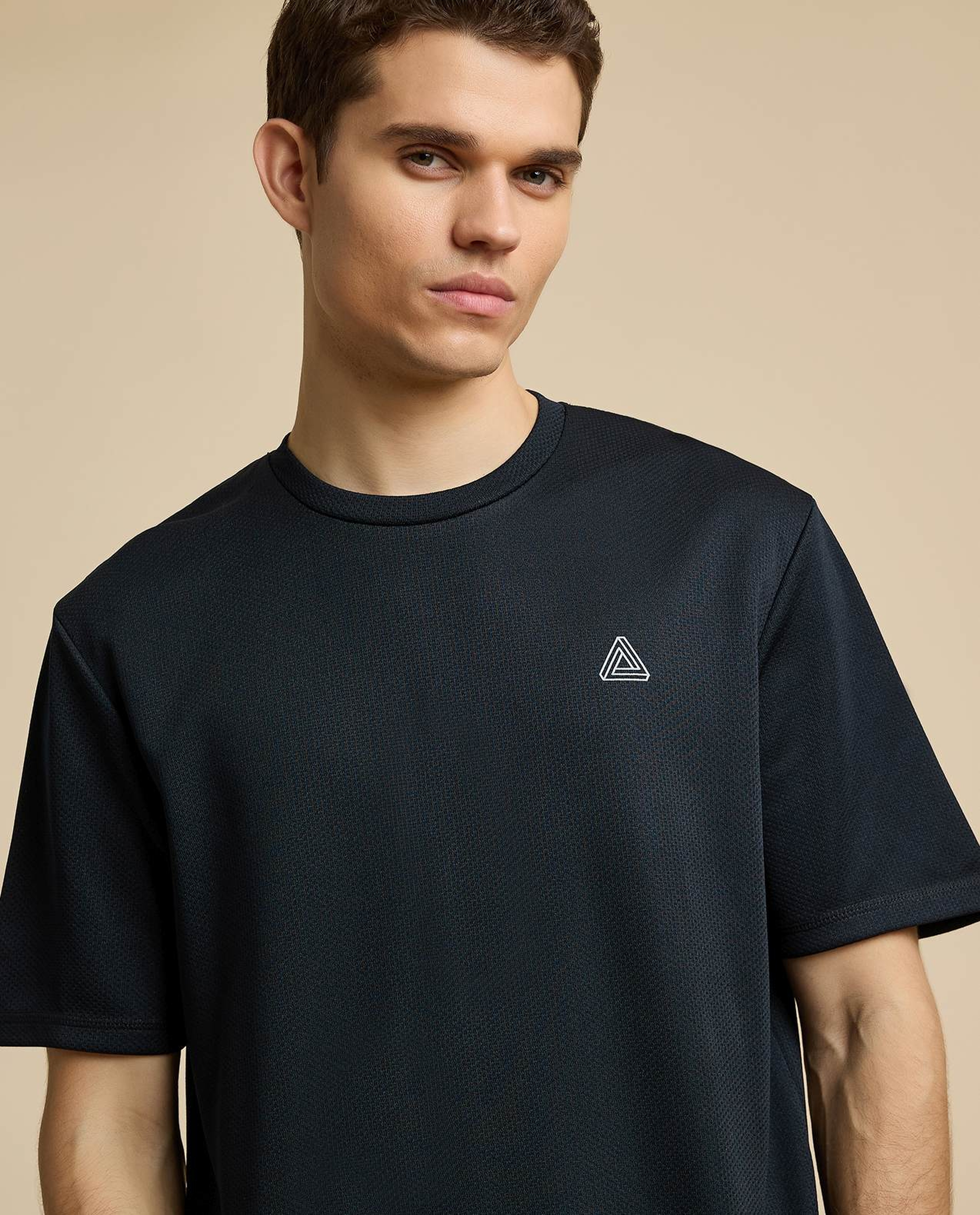 Logo Detail Active T-Shirt with Crew Neck and Short Sleeves