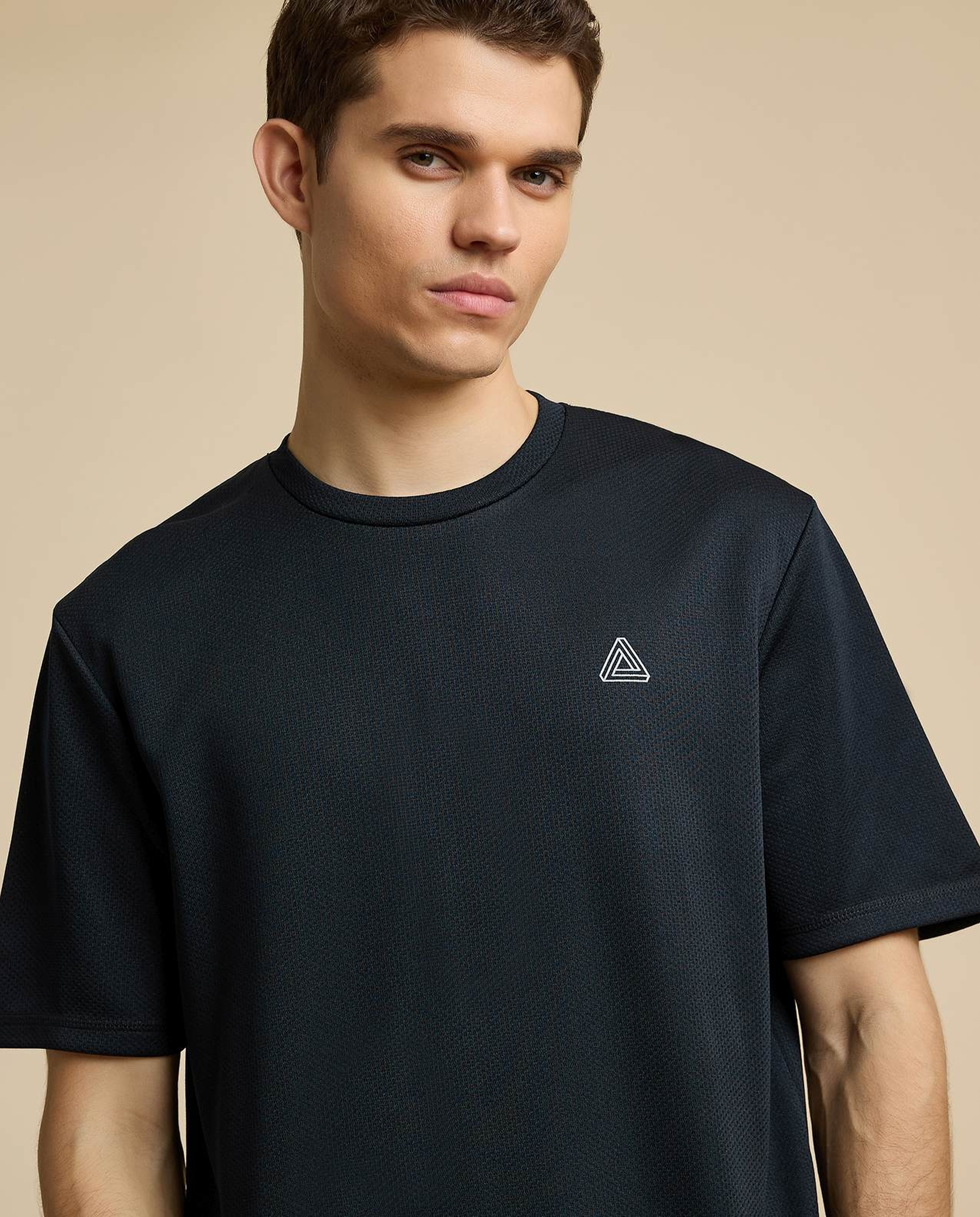 Logo Detail Active T-Shirt with Crew Neck and Short Sleeves