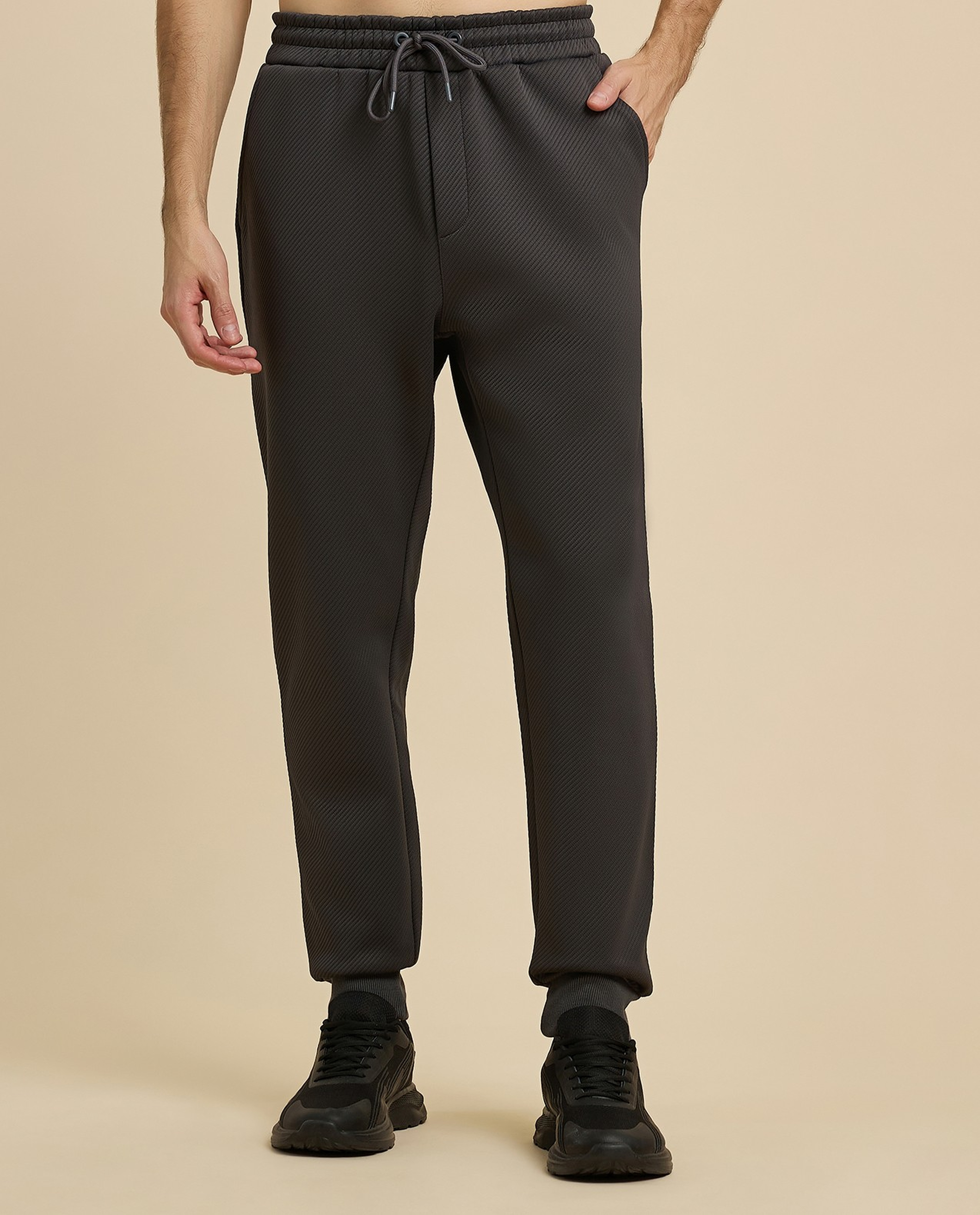 Textured Joggers with Drawstring Waist