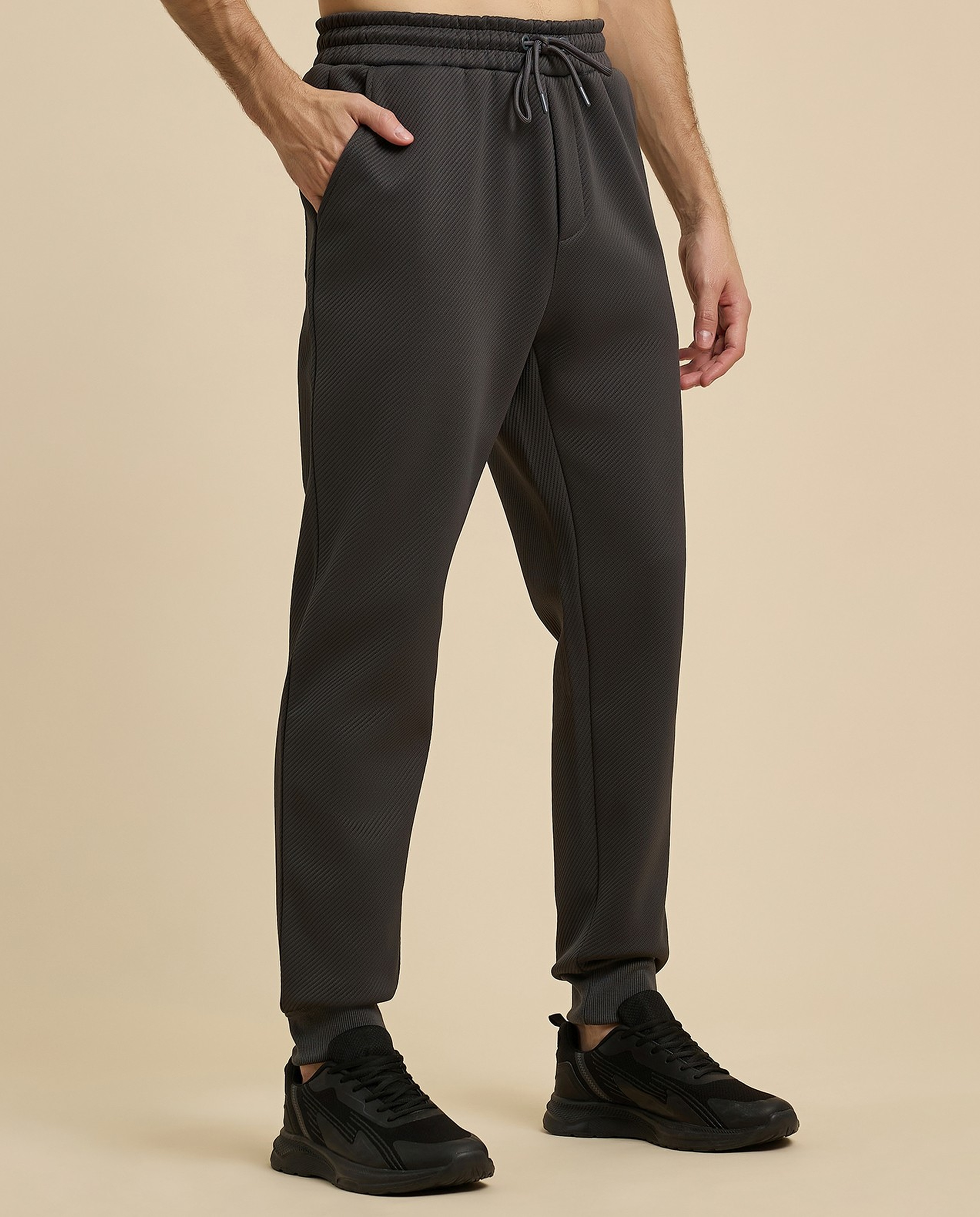 Textured Joggers with Drawstring Waist