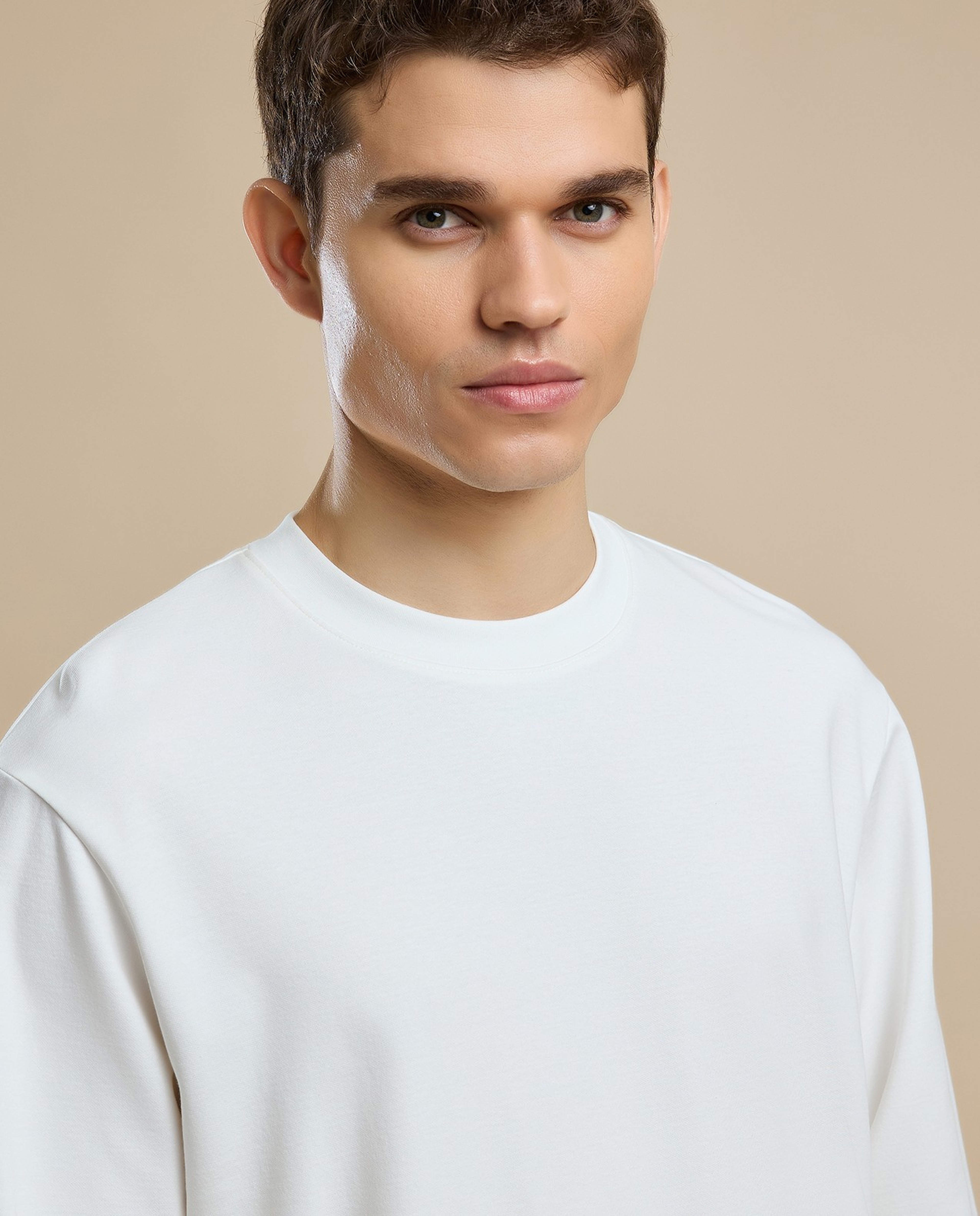 Solid T-Shirt with Crew Neck and Long Sleeves