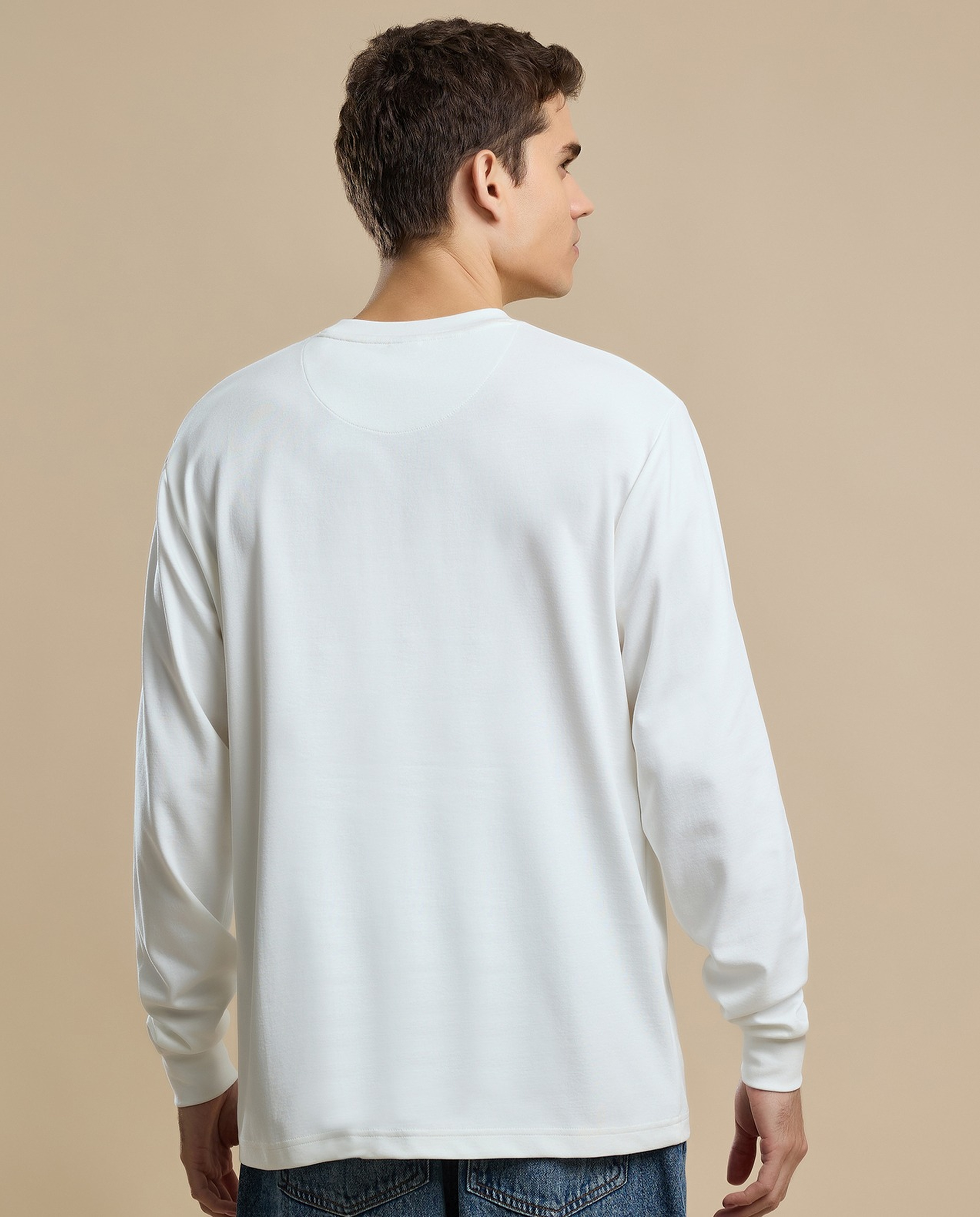 Solid T-Shirt with Crew Neck and Long Sleeves