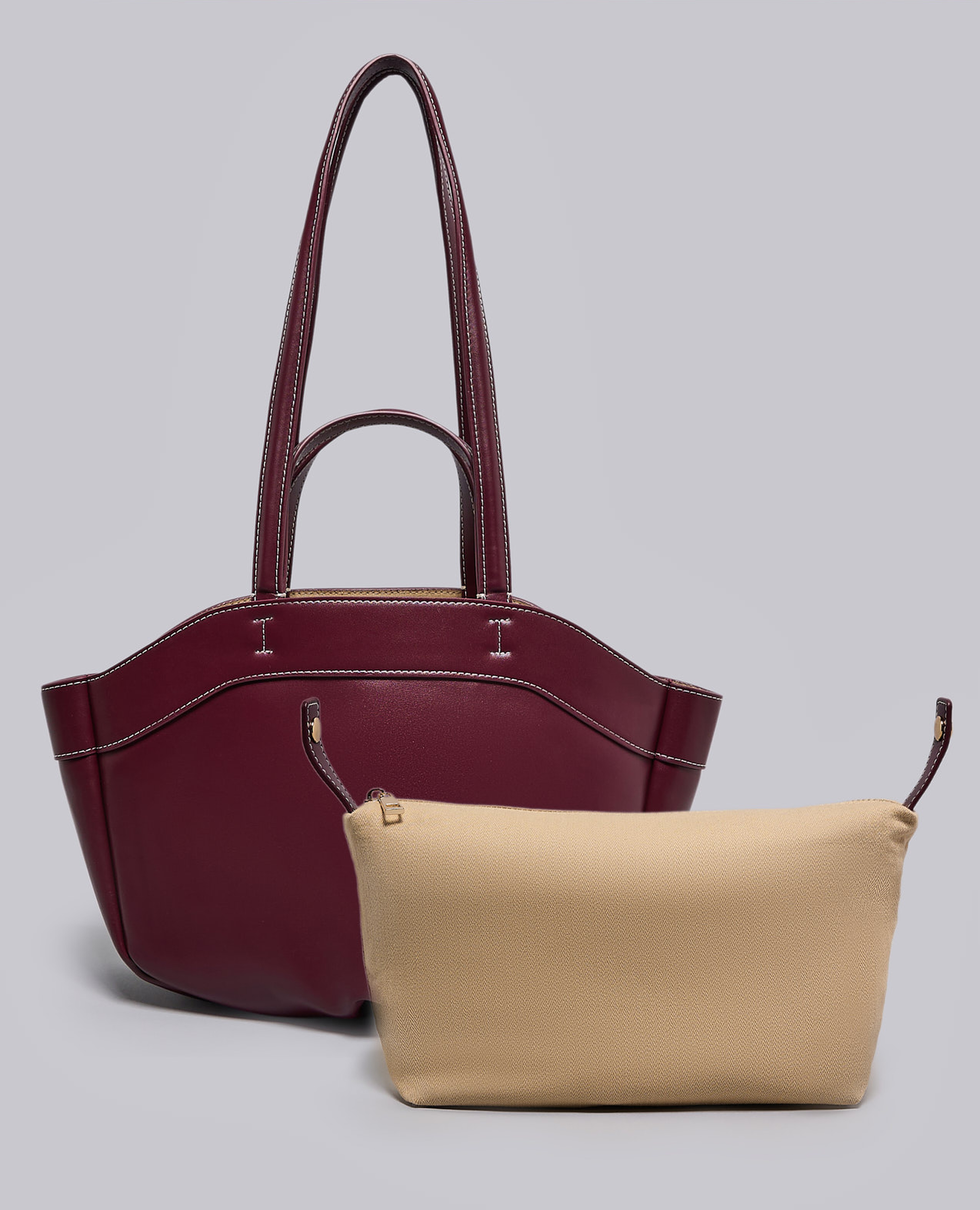 Textured Shoulder Bag with Pouch