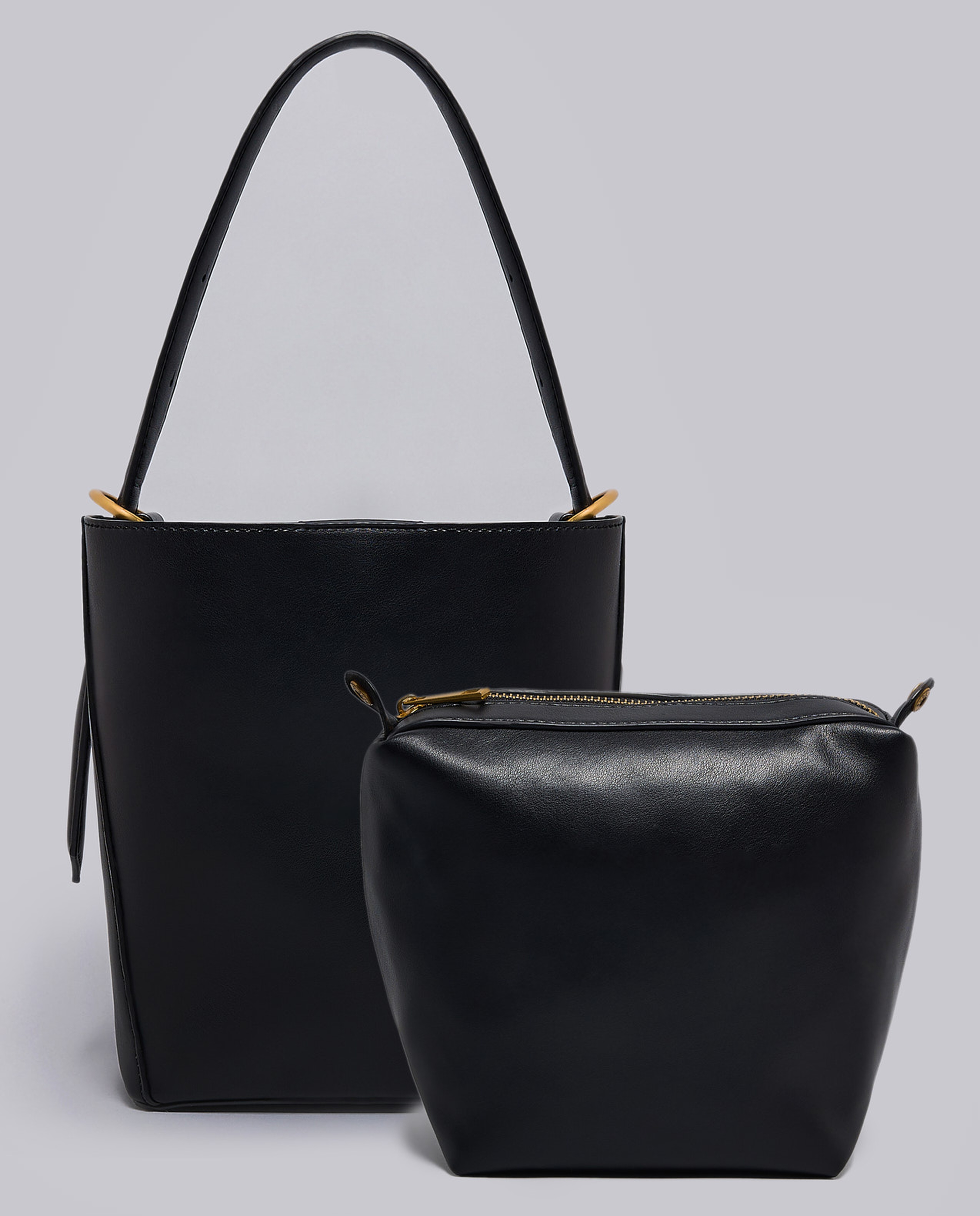 Textured Shoulder Bag with Pouch