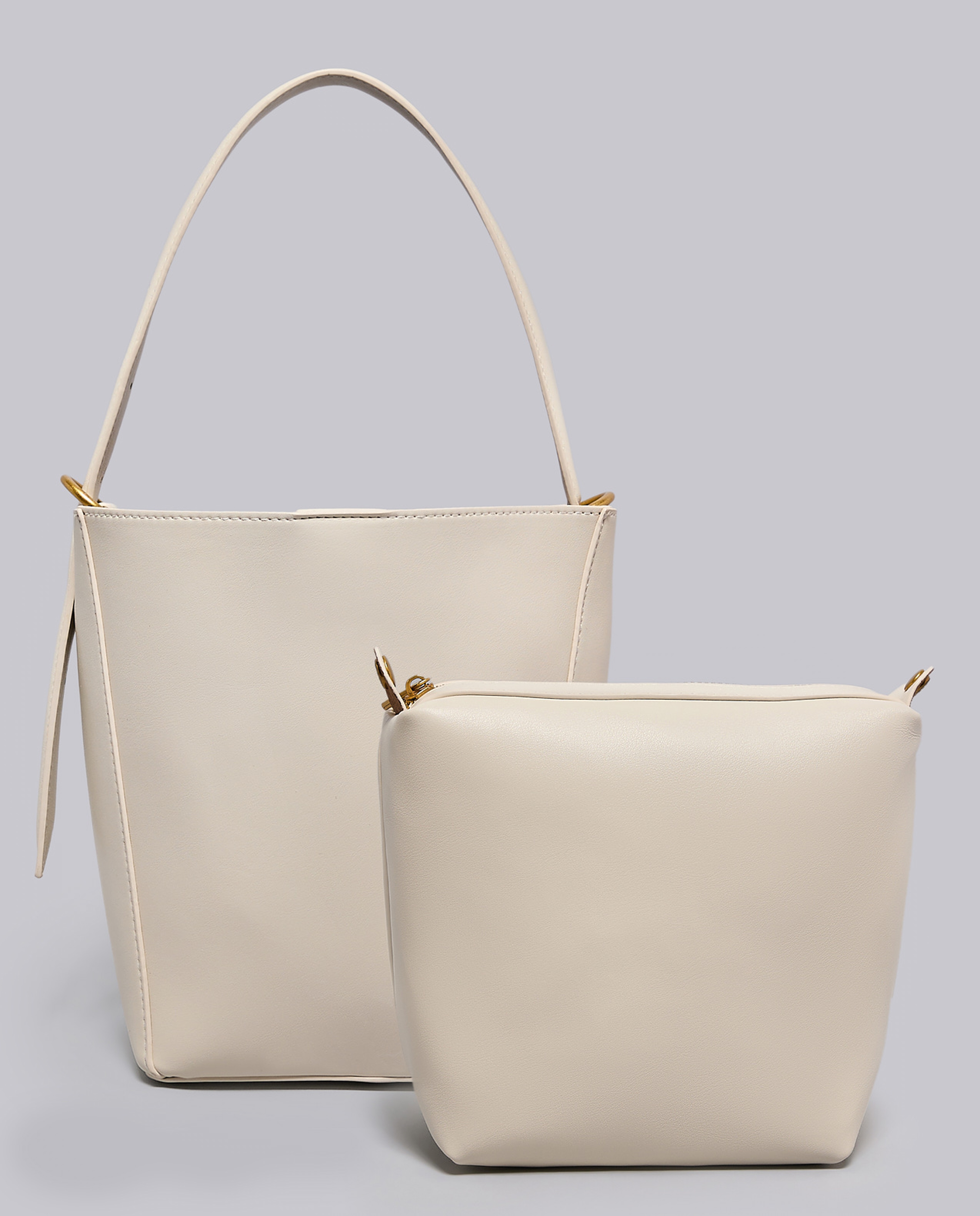 Textured Shoulder Bag with Pouch