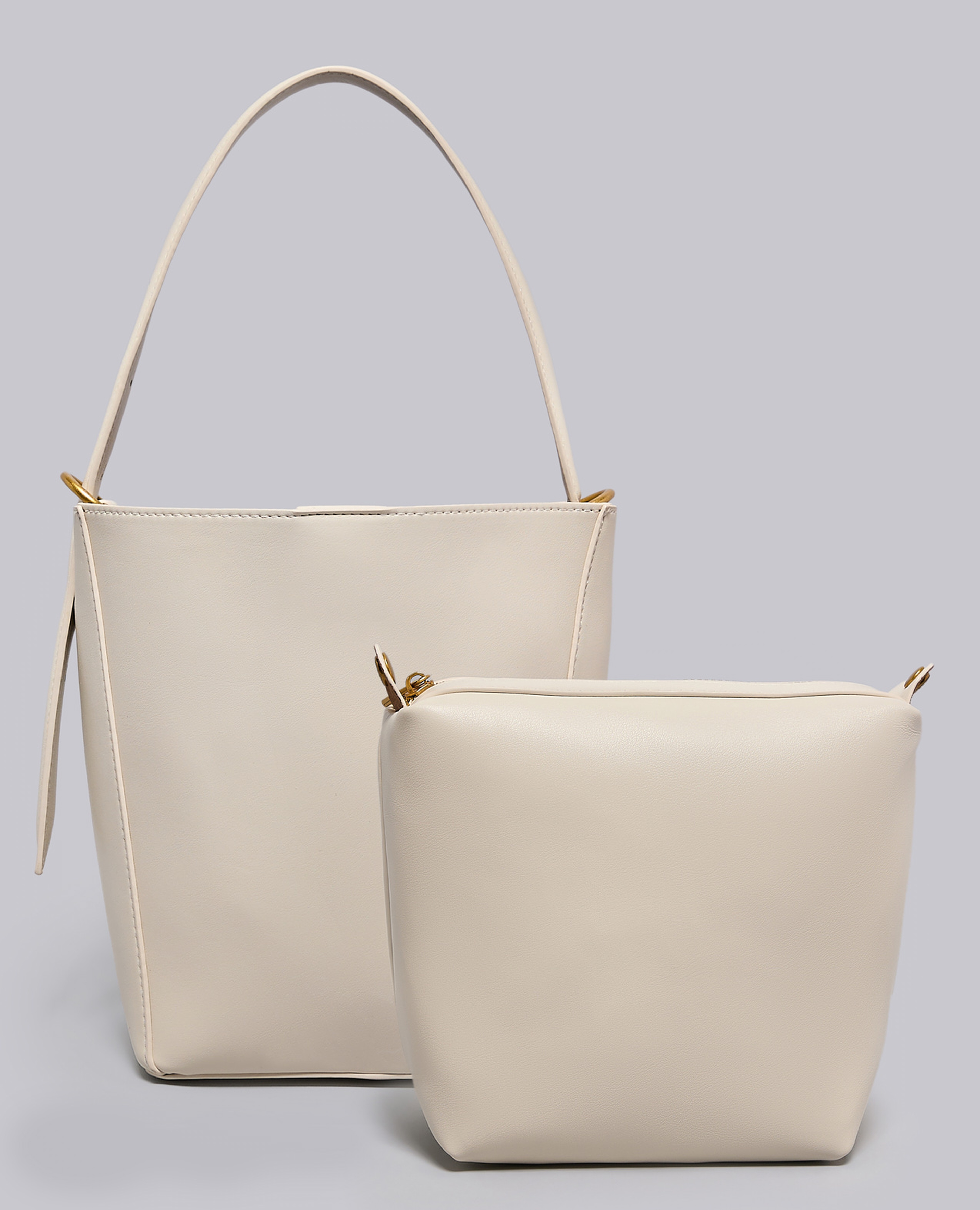 Textured Shoulder Bag with Pouch