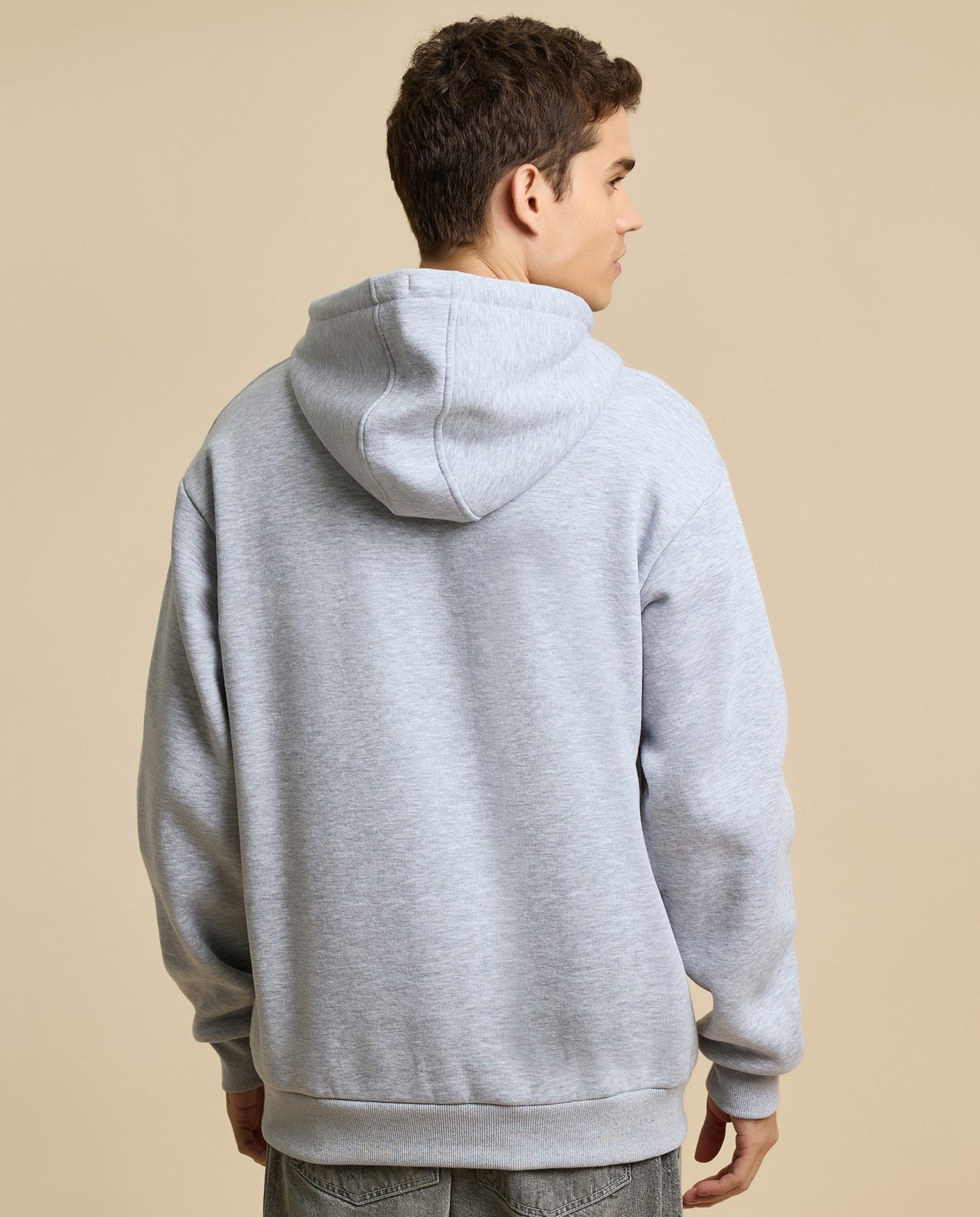 Typography Print Hoodie with Long Sleeves