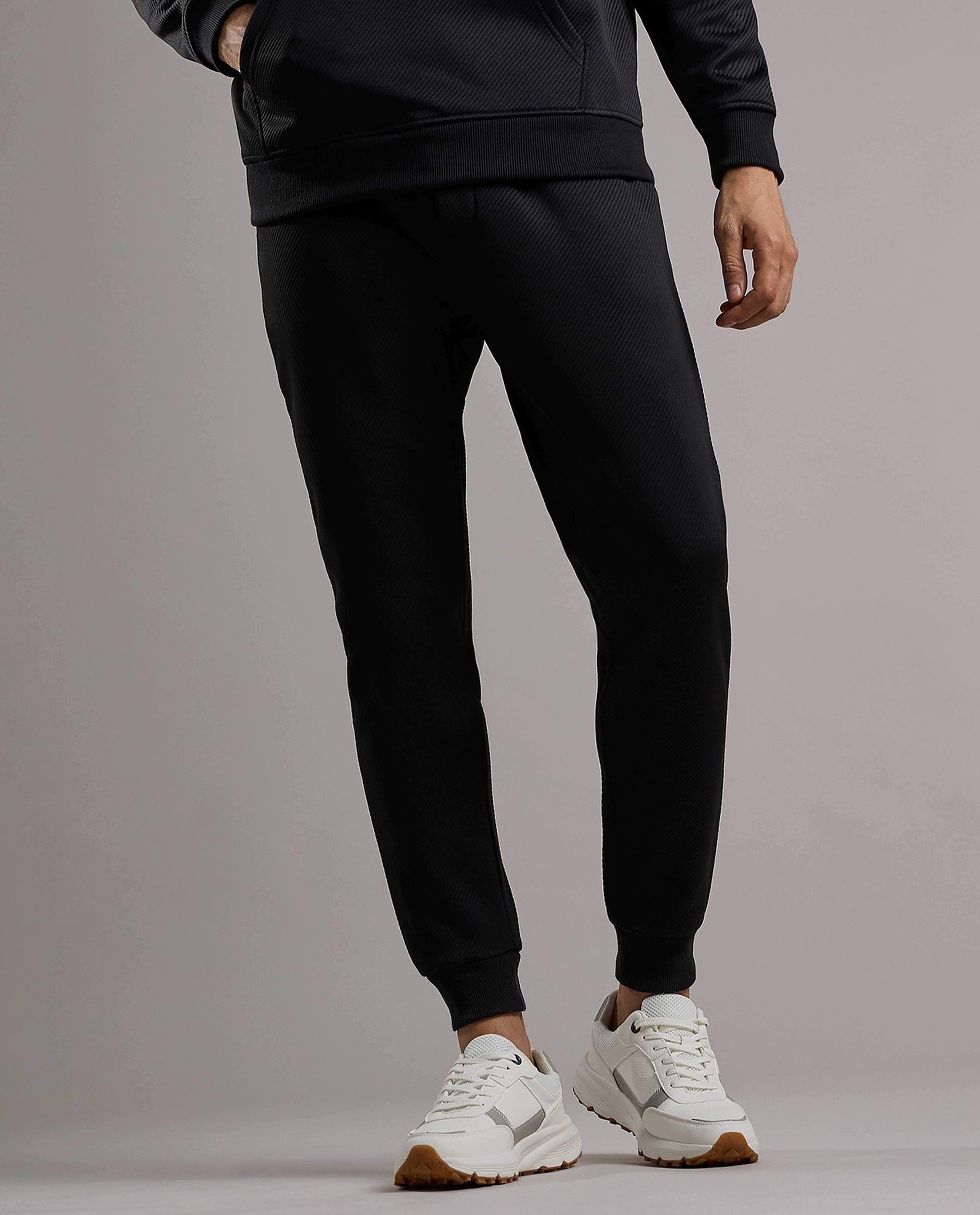 Textured Knit Joggers with Drawstring Waist