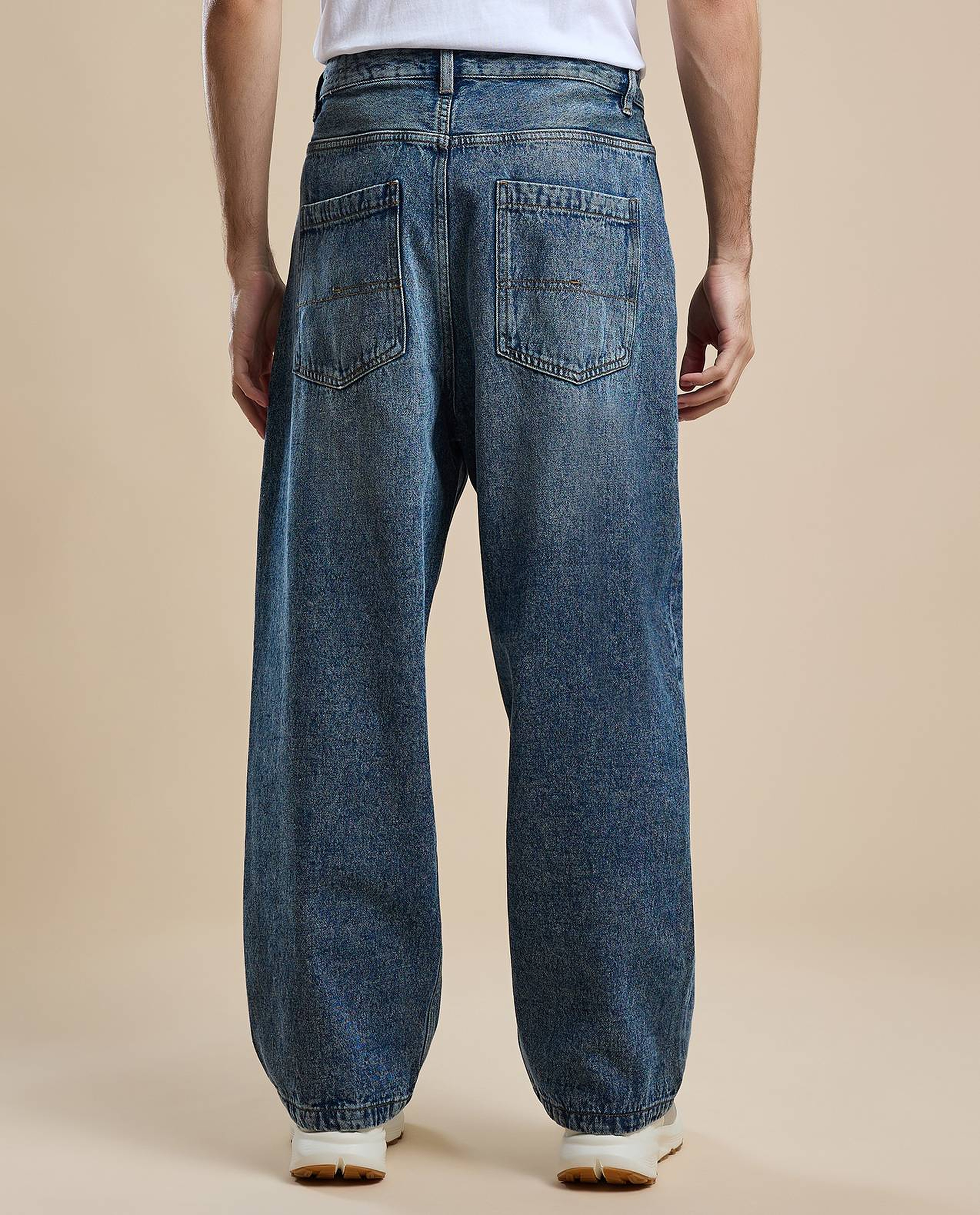 Faded Skater Jeans with Button Closure