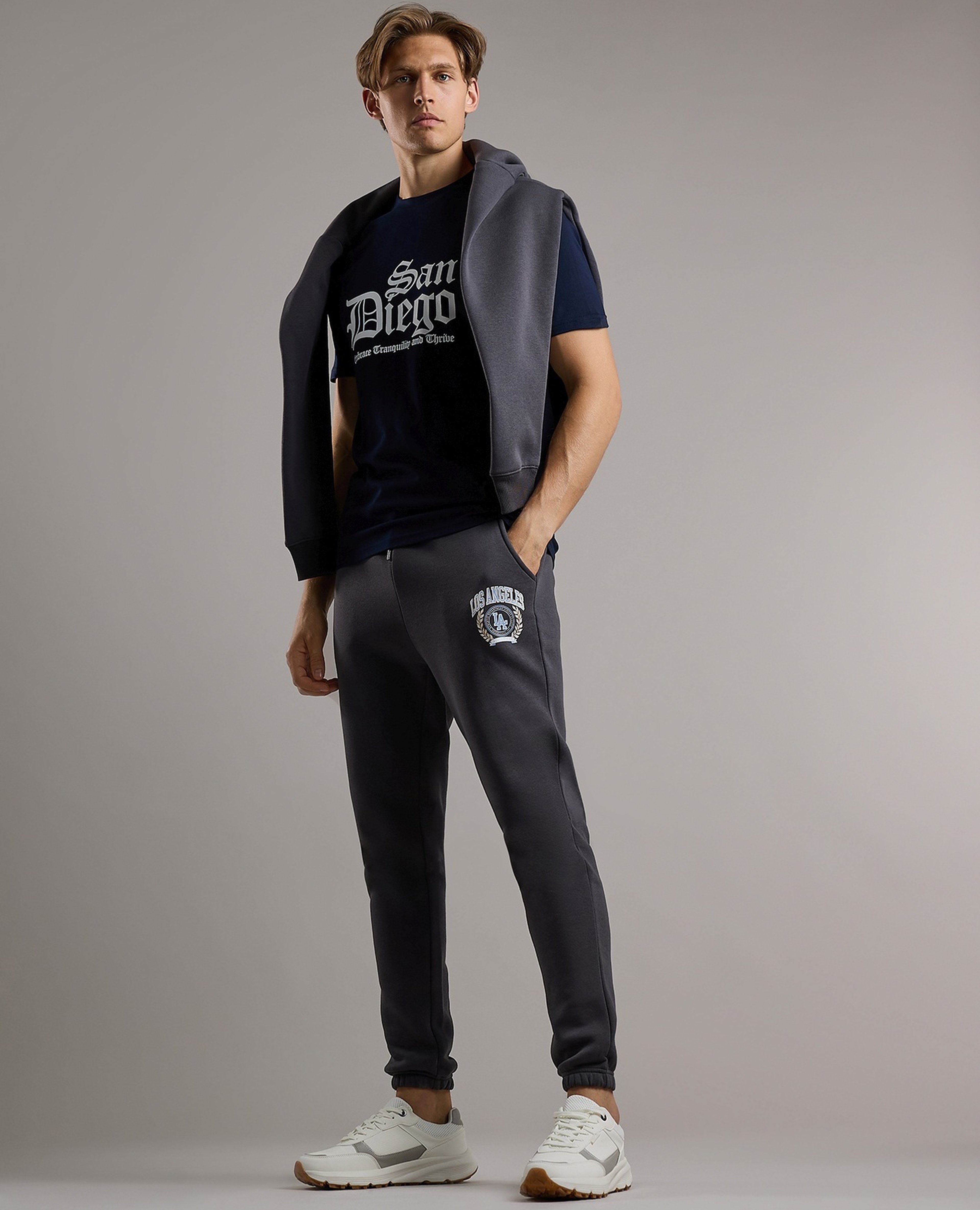 Printed Joggers with Drawstring Waist