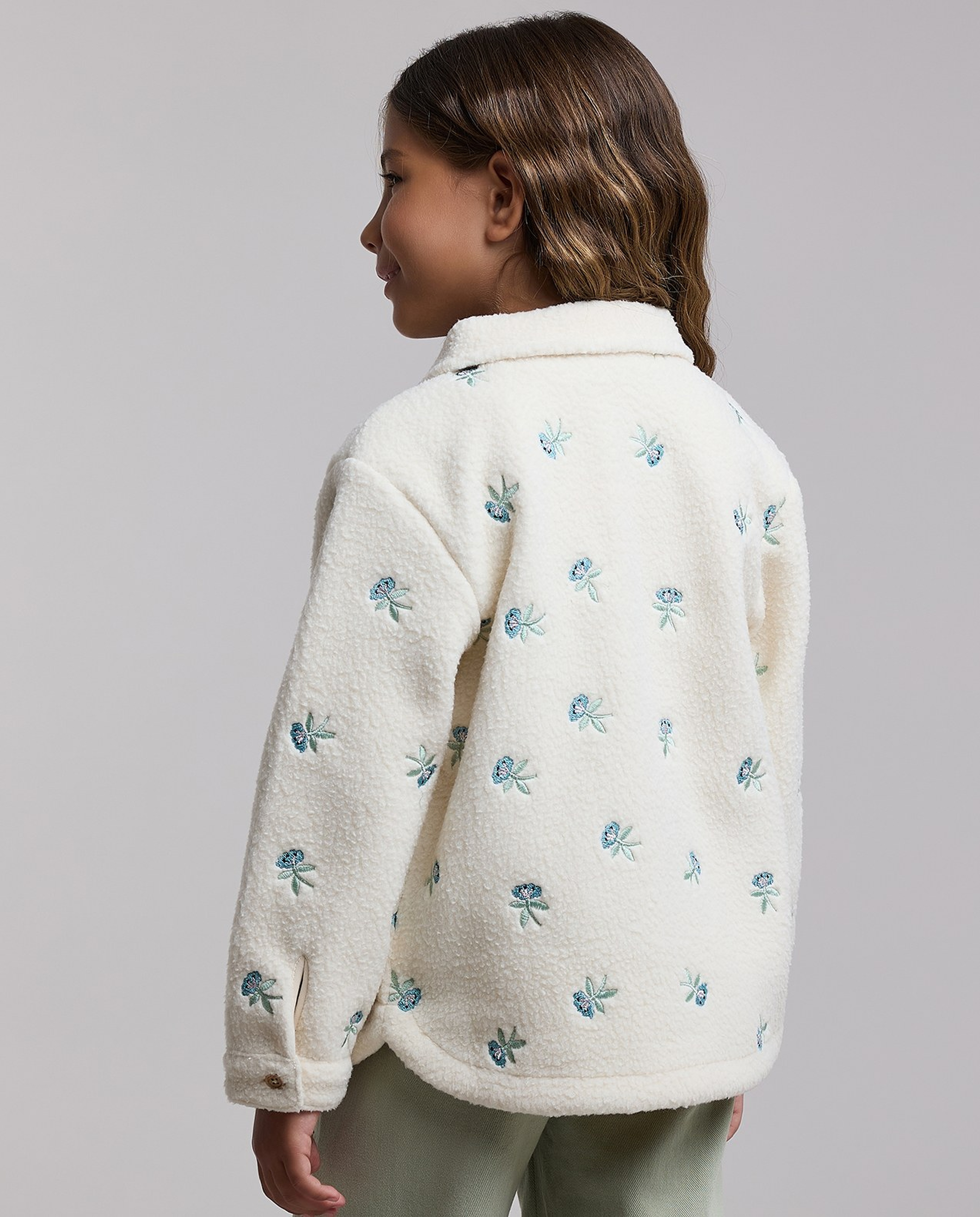 Embroidered Jacket with Button Closure