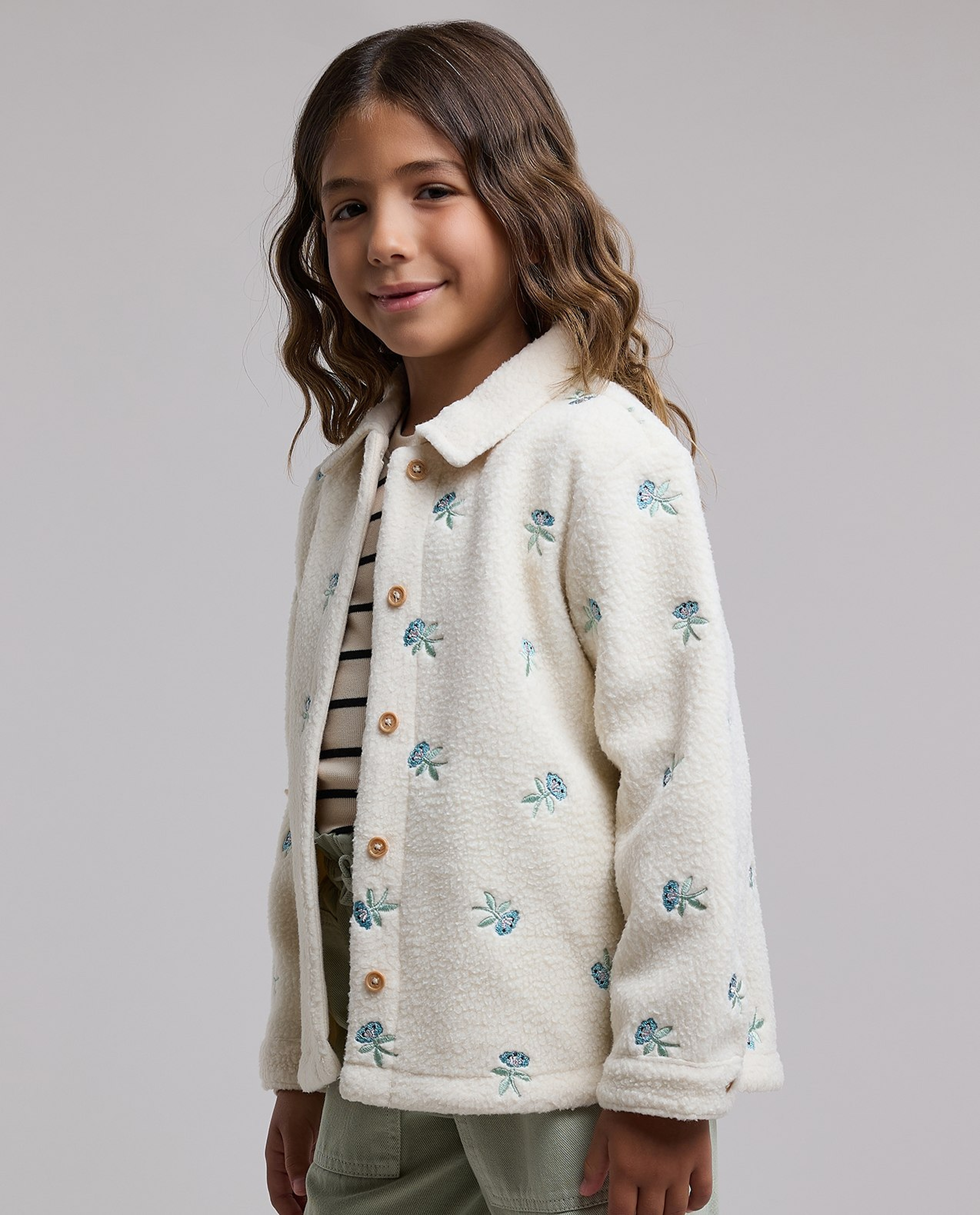 Embroidered Jacket with Button Closure