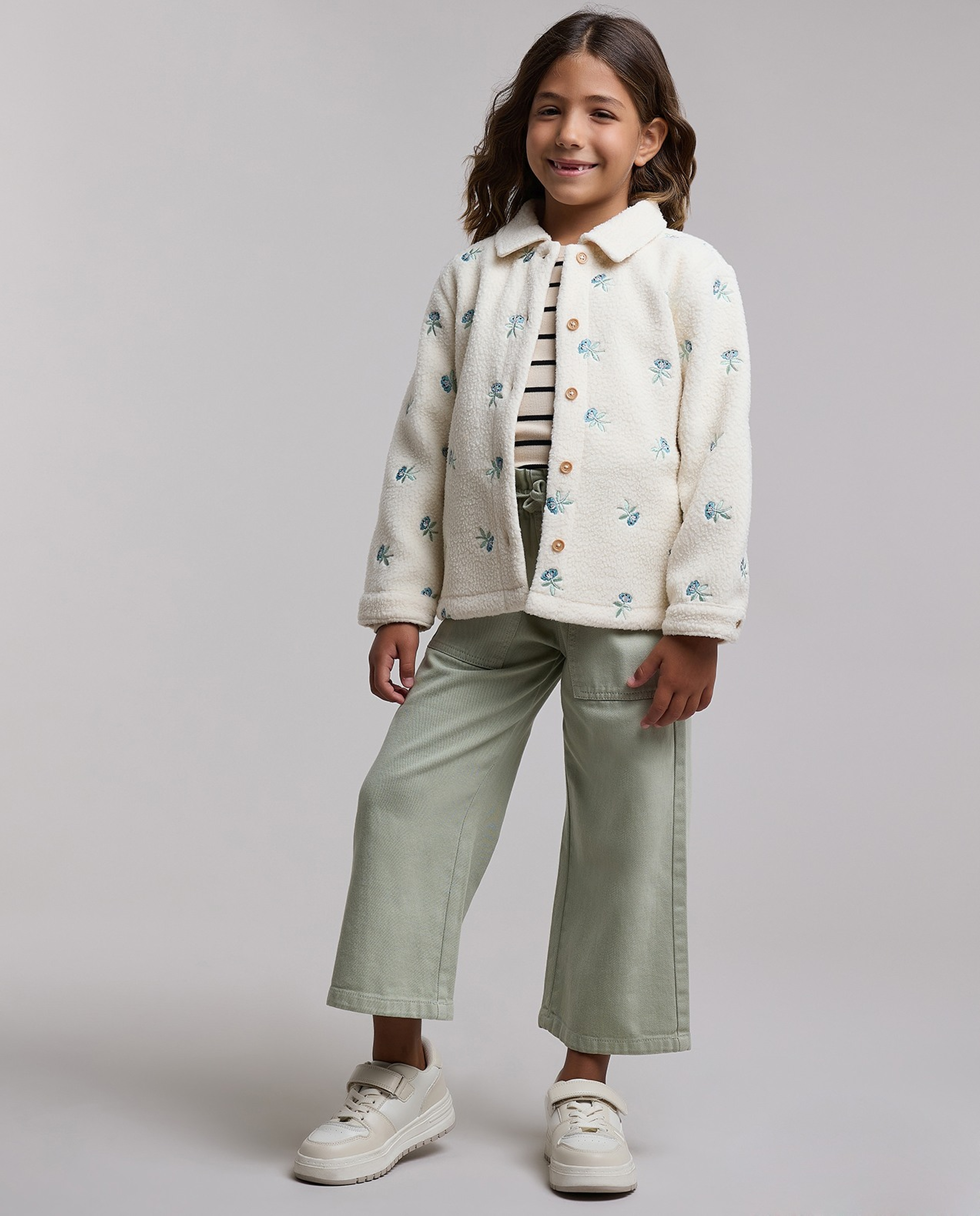 Embroidered Jacket with Button Closure