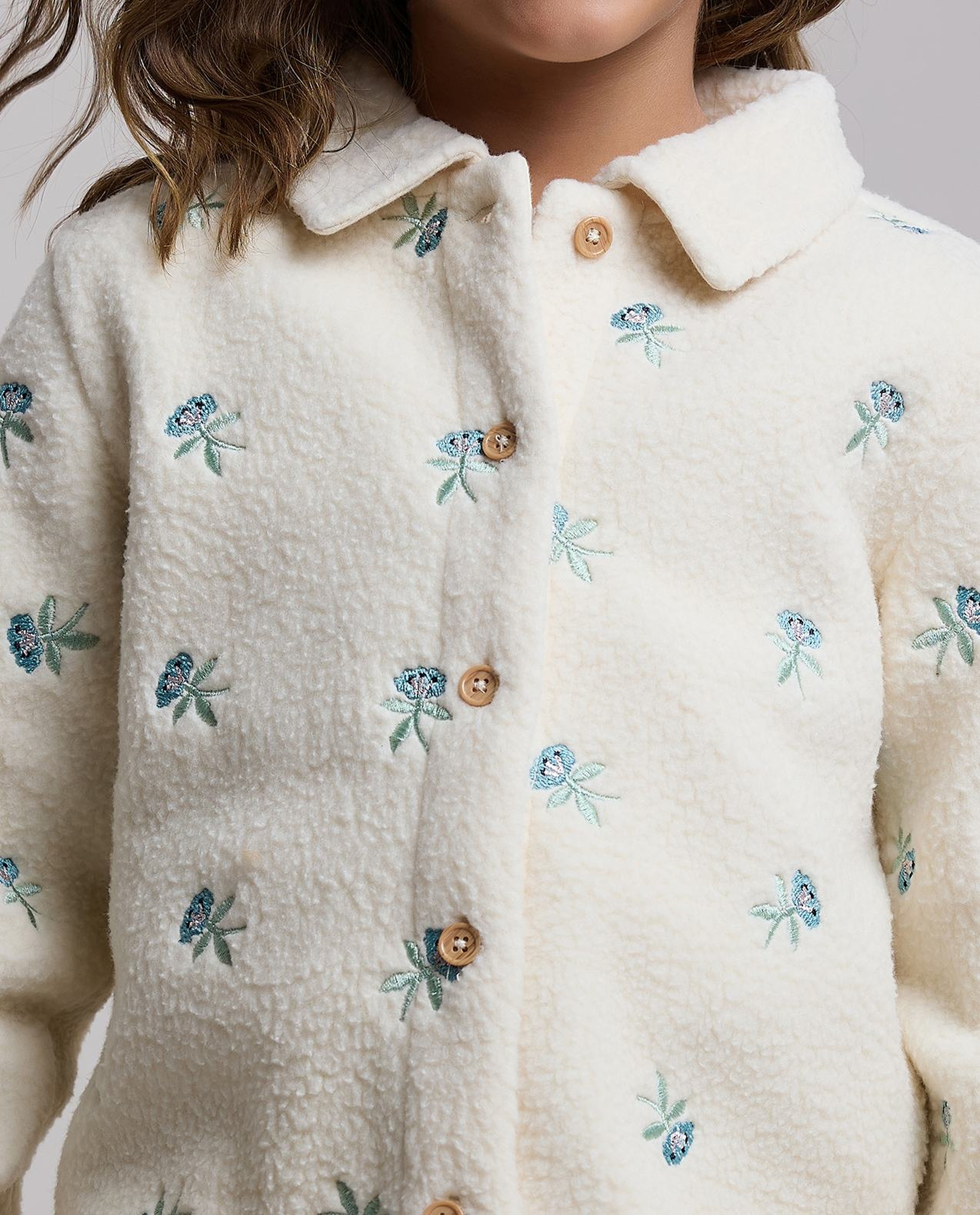 Embroidered Jacket with Button Closure