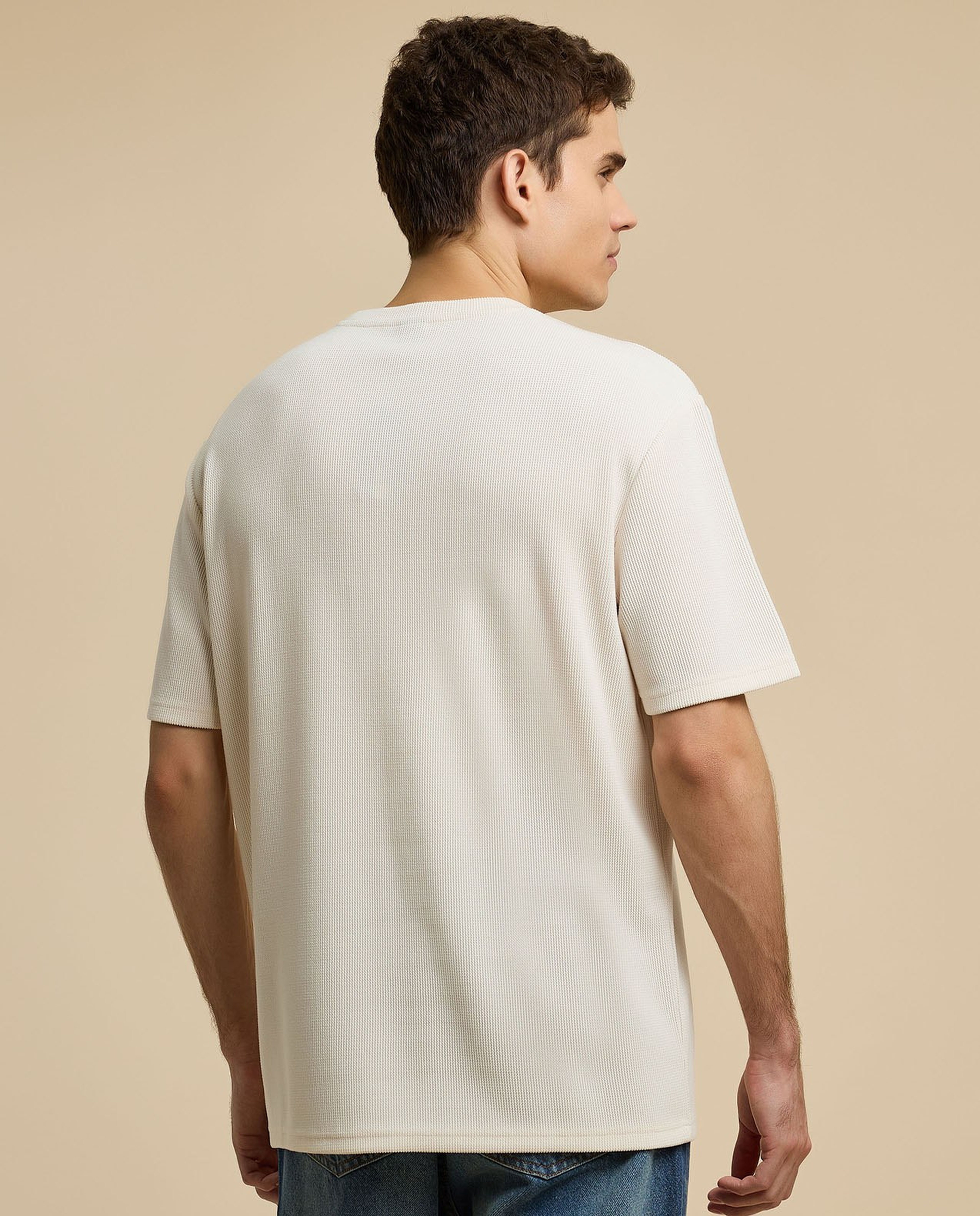Textured T-Shirt with Crew Neck and Short Sleeves