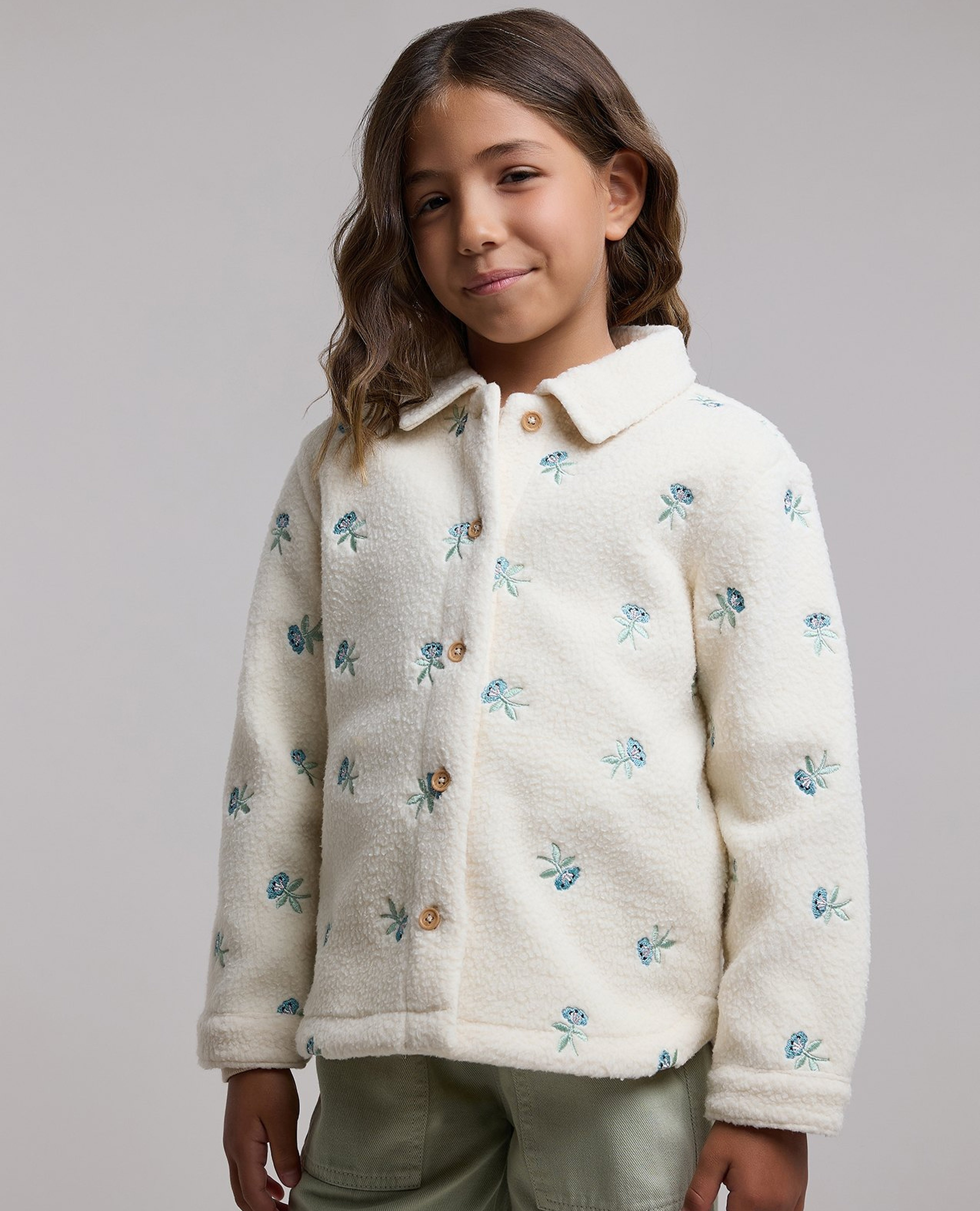 Embroidered Jacket with Button Closure